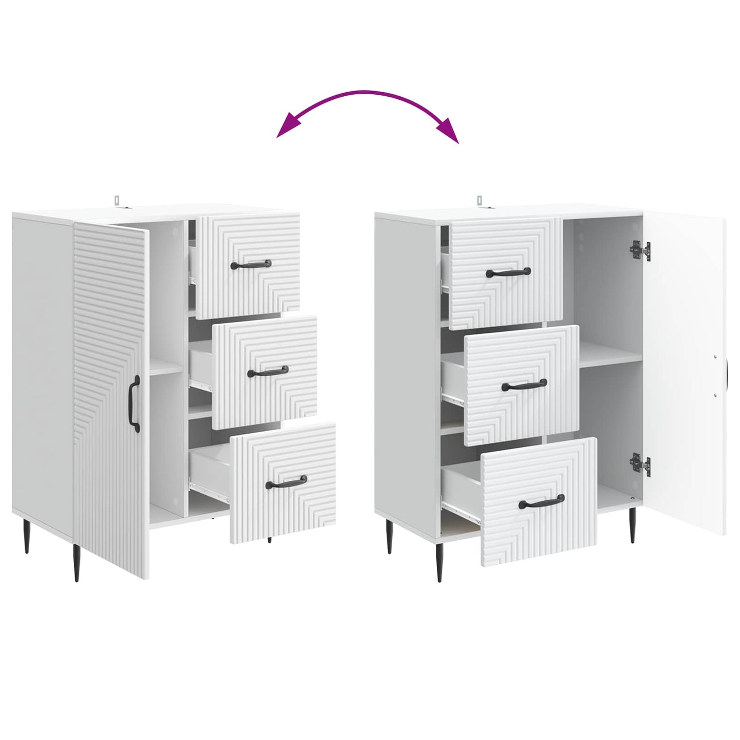 Dressoir Wit 66 x 34,5 x 89,5 cm Bewerkt hout is nu te koop bij PeponiXL, paradijselijk wonen!
