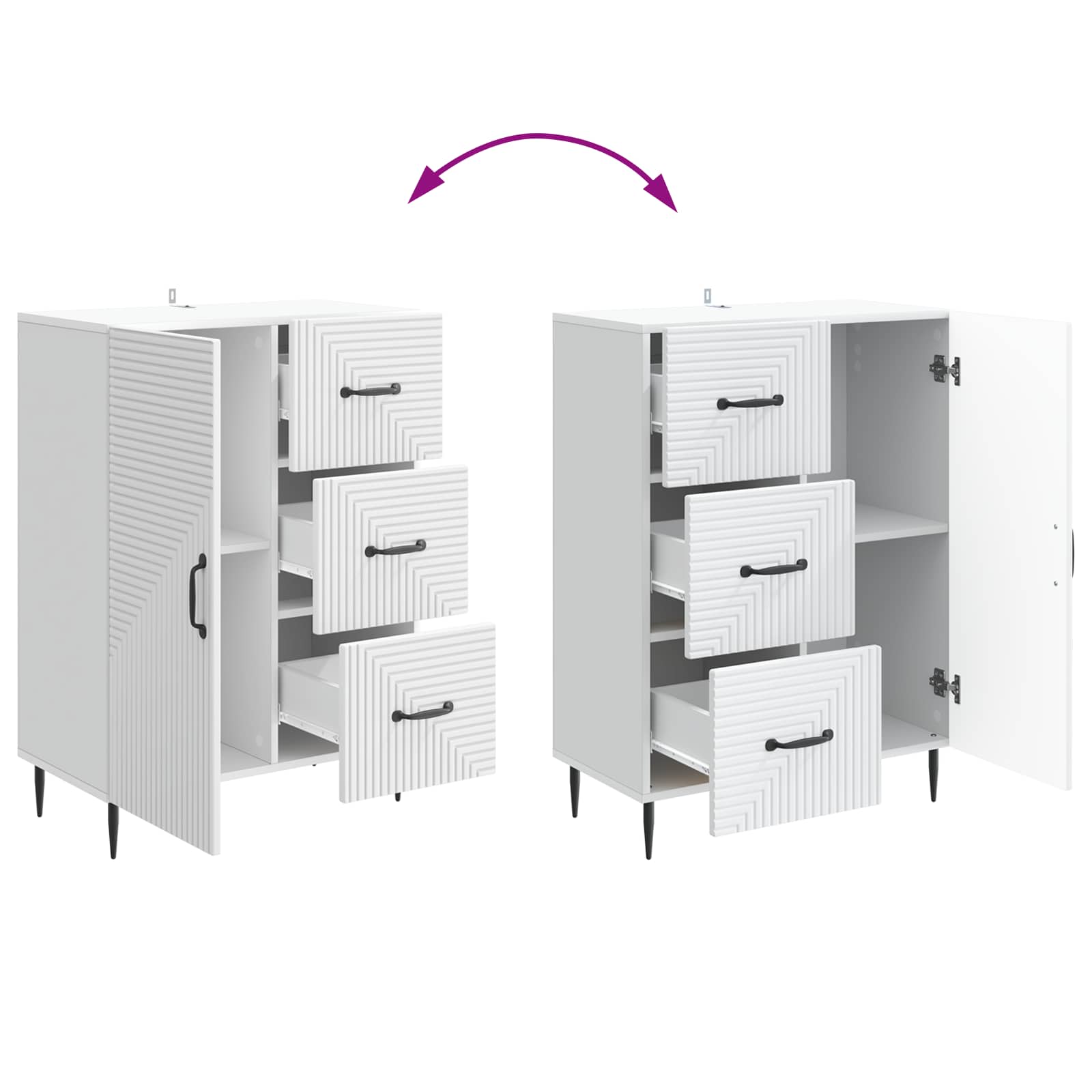 Dressoir Wit 66 x 34,5 x 89,5 cm Bewerkt hout is nu te koop bij PeponiXL, paradijselijk wonen!