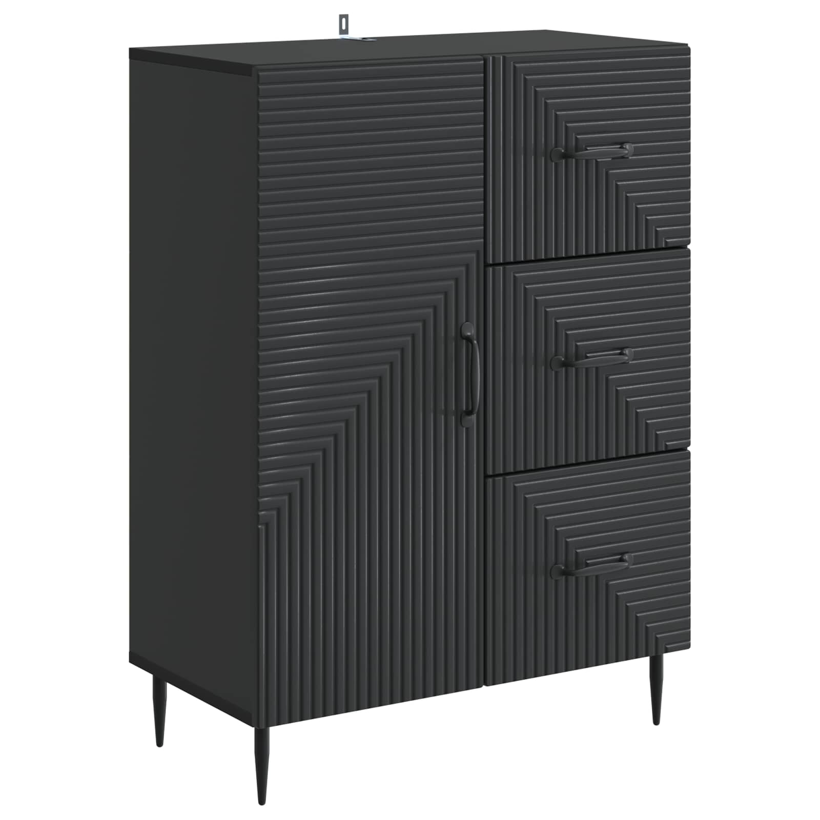 Dressoir met lade Zwart 66 x 34,5 x 89,5 cm Bewerkt hout is nu te koop bij PeponiXL, paradijselijk wonen!