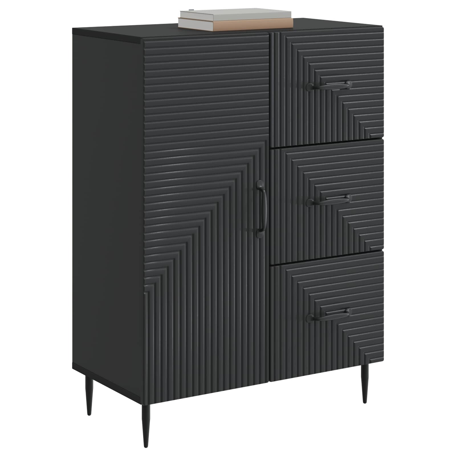 Dressoir met lade Zwart 66 x 34,5 x 89,5 cm Bewerkt hout is nu te koop bij PeponiXL, paradijselijk wonen!