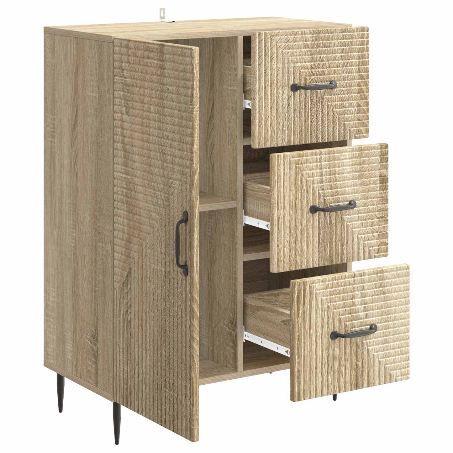 Dressoir met lade Sonoma Eiken 66 x 34,5 x 89,5 cm Bewerkt hout is nu te koop bij PeponiXL, paradijselijk wonen!