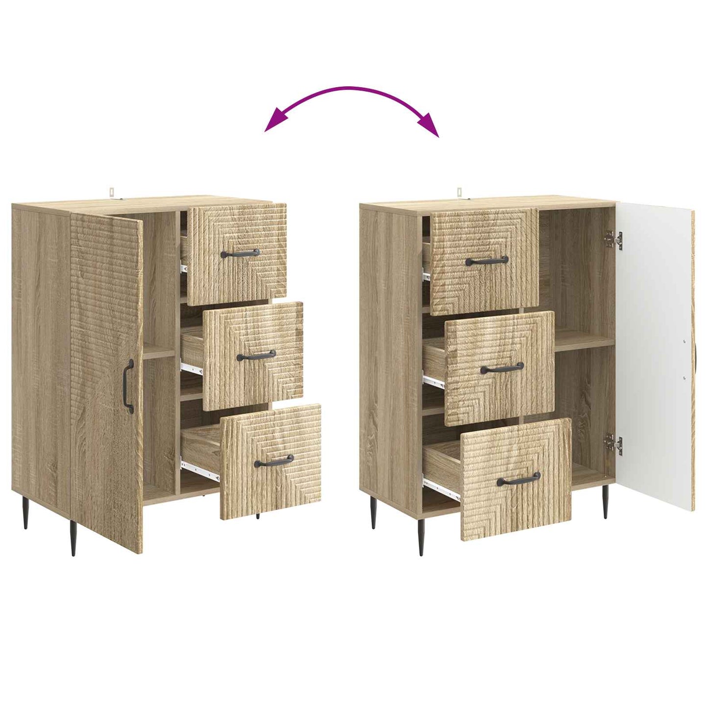 Dressoir met lade Sonoma Eiken 66 x 34,5 x 89,5 cm Bewerkt hout is nu te koop bij PeponiXL, paradijselijk wonen!
