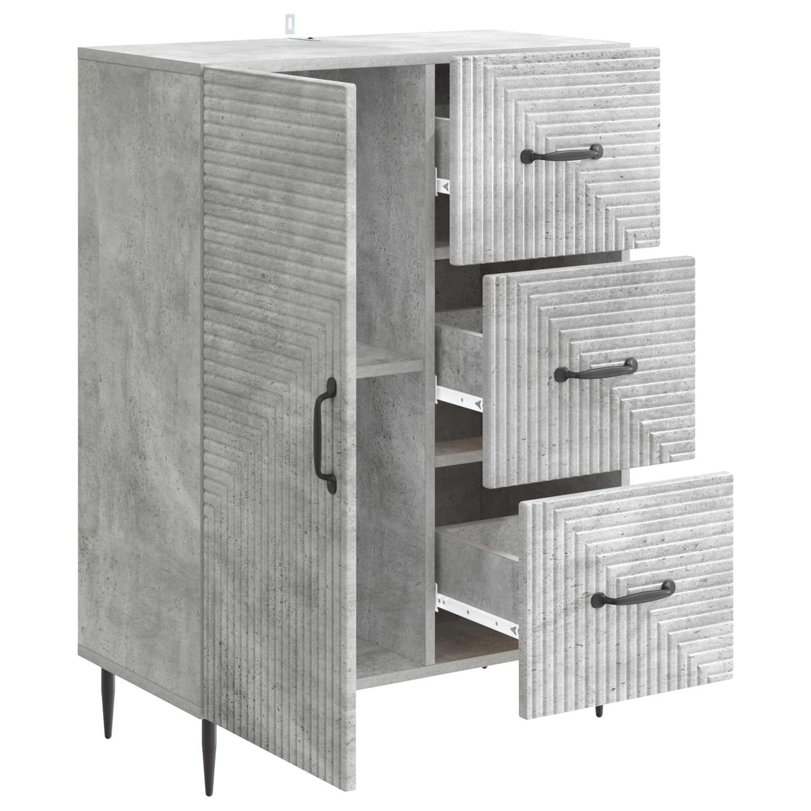 Dressoir met lade Betongrijs 66 x 34,5 x 89,5 cm Bewerkt hout is nu te koop bij PeponiXL, paradijselijk wonen!