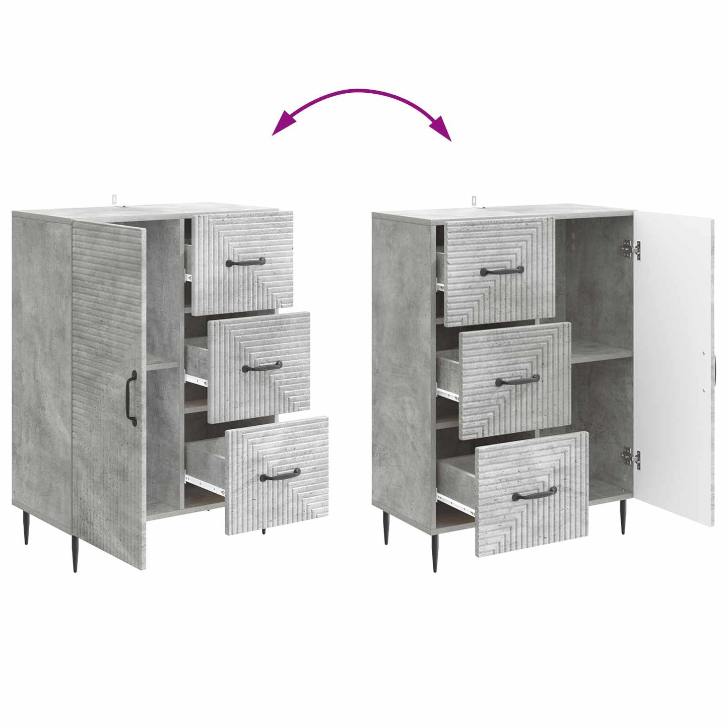 Dressoir met lade Betongrijs 66 x 34,5 x 89,5 cm Bewerkt hout is nu te koop bij PeponiXL, paradijselijk wonen!