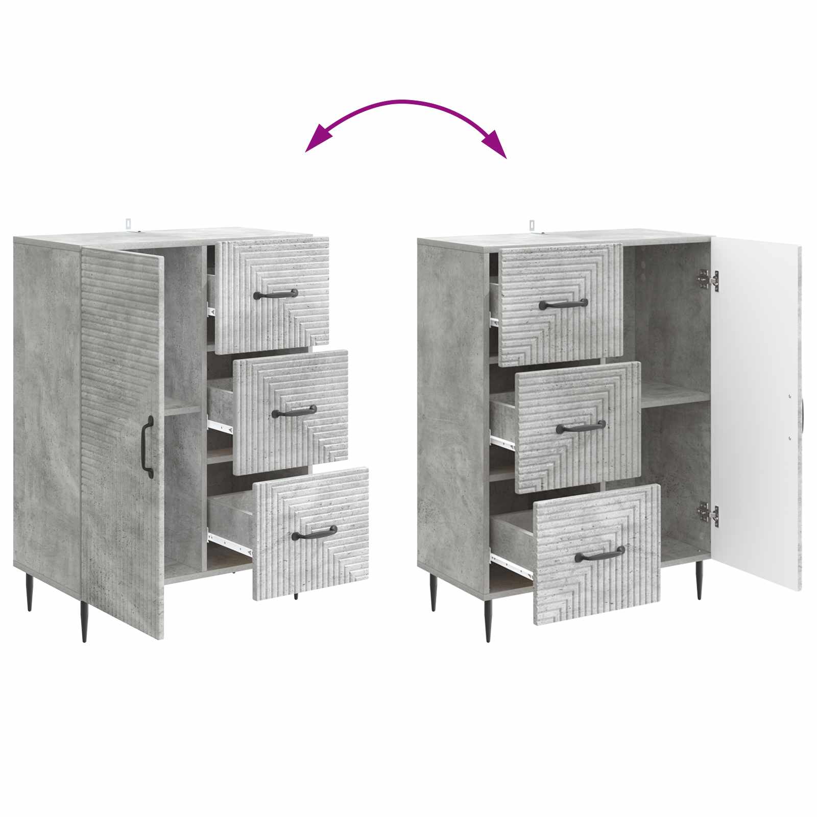 Dressoir met lade Betongrijs 66 x 34,5 x 89,5 cm Bewerkt hout is nu te koop bij PeponiXL, paradijselijk wonen!