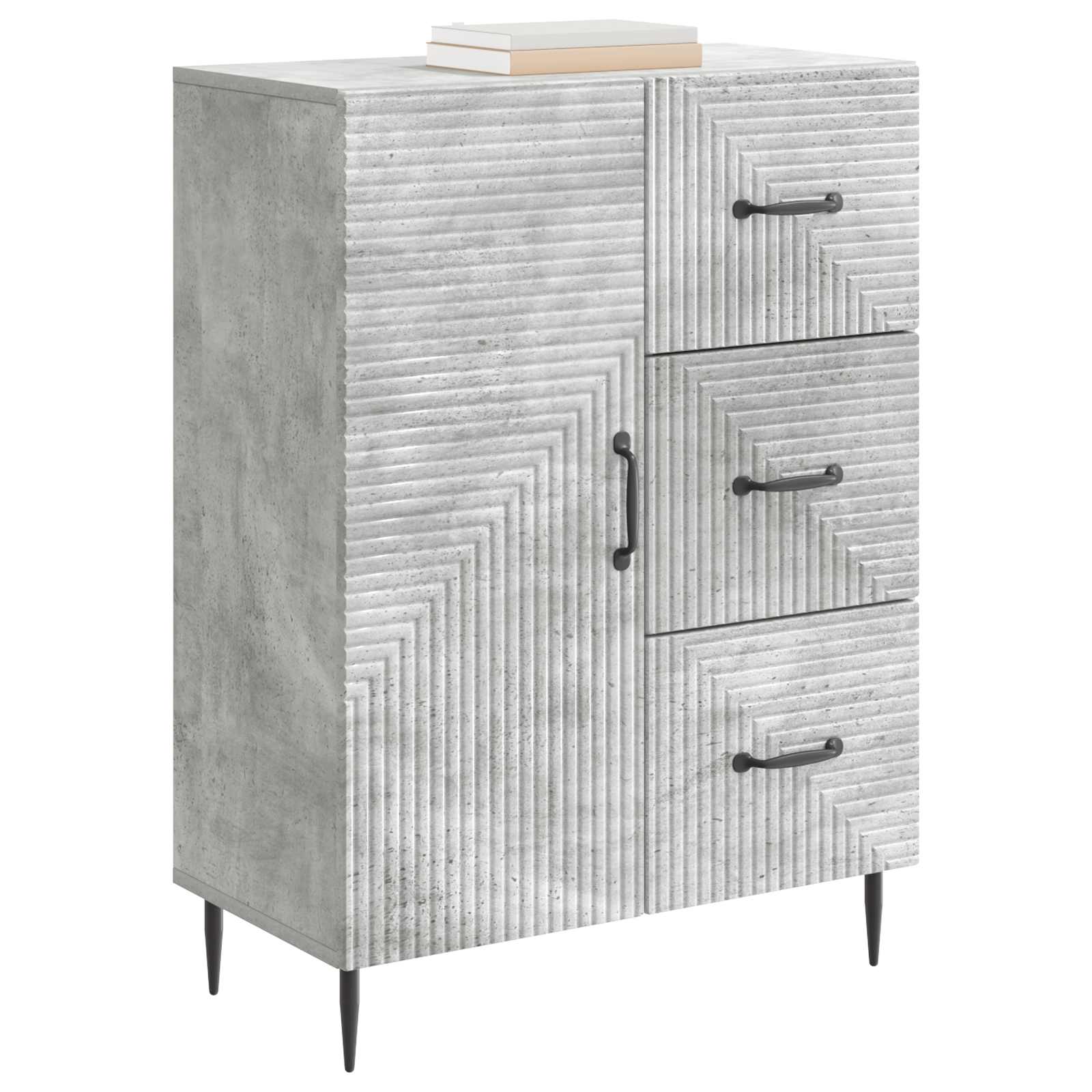 Dressoir met lade Betongrijs 66 x 34,5 x 89,5 cm Bewerkt hout is nu te koop bij PeponiXL, paradijselijk wonen!