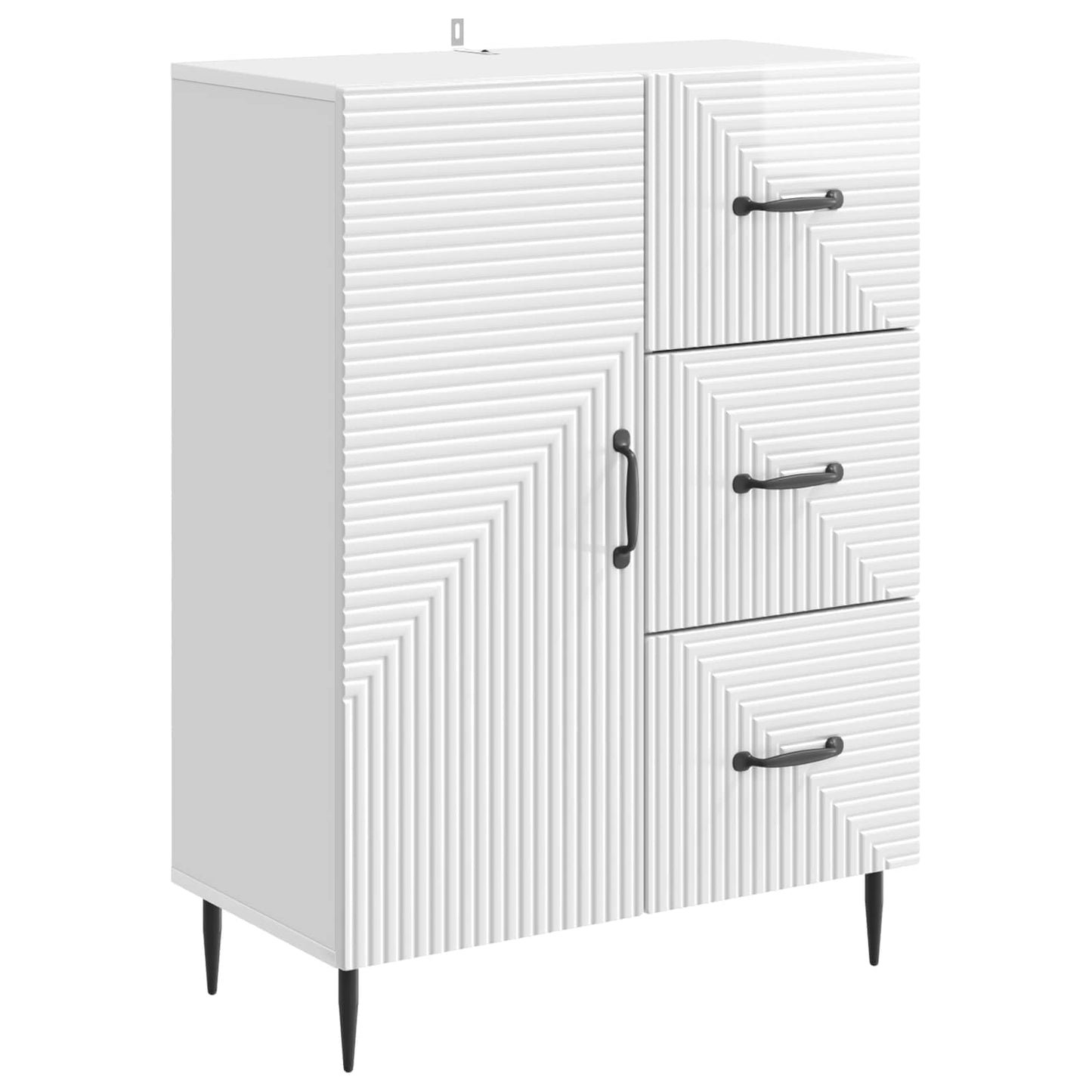 Dressoir Hoogglans Wit 66 x 34,5 x 89,5 cm Bewerkt hout is nu te koop bij PeponiXL, paradijselijk wonen!