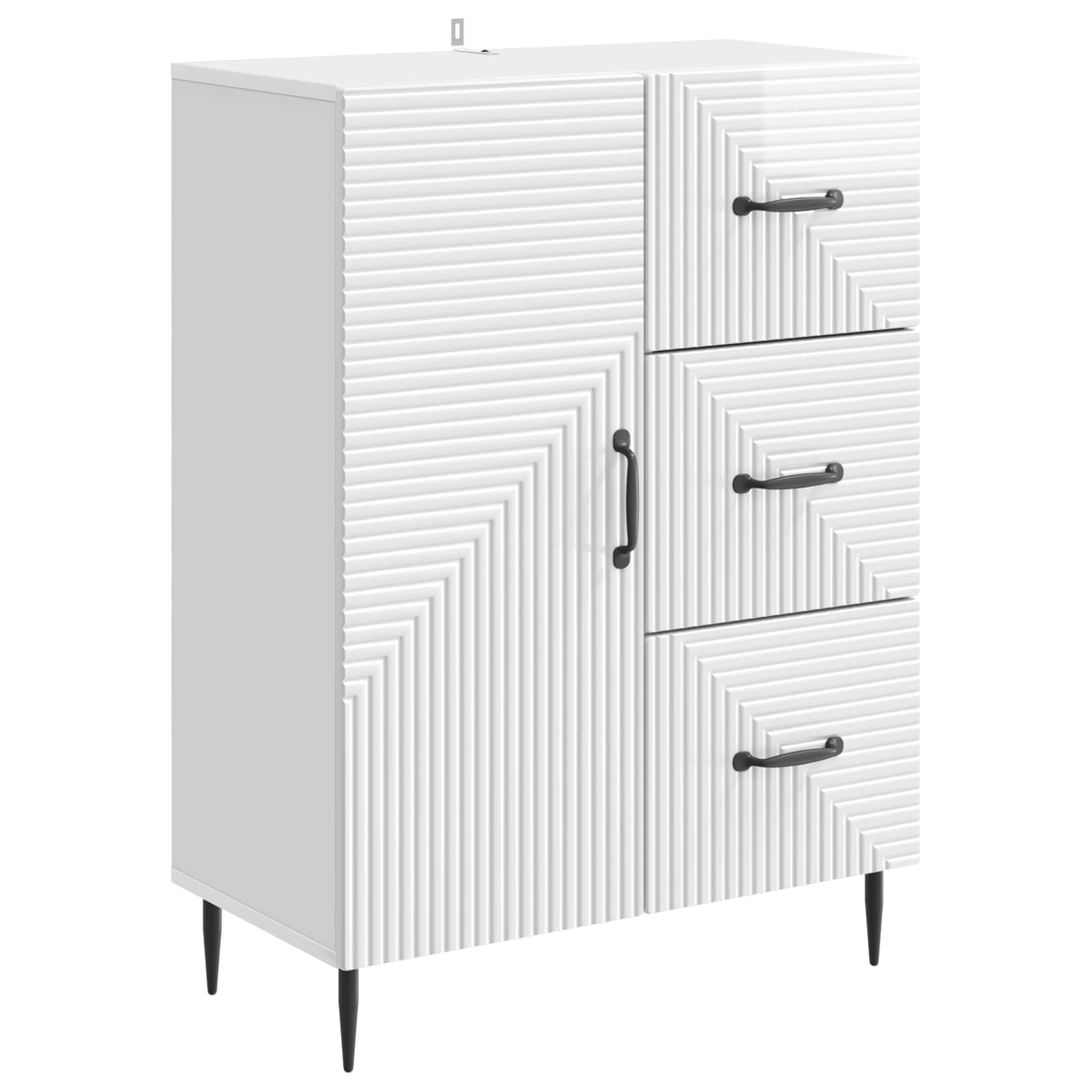 Dressoir Hoogglans Wit 66 x 34,5 x 89,5 cm Bewerkt hout is nu te koop bij PeponiXL, paradijselijk wonen!