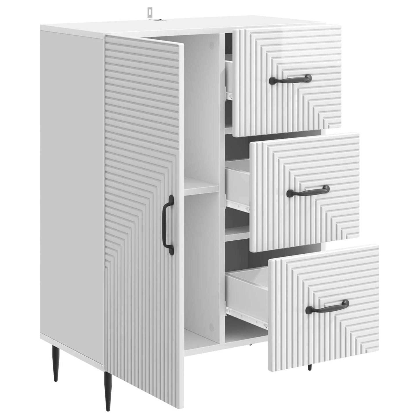 Dressoir Hoogglans Wit 66 x 34,5 x 89,5 cm Bewerkt hout is nu te koop bij PeponiXL, paradijselijk wonen!