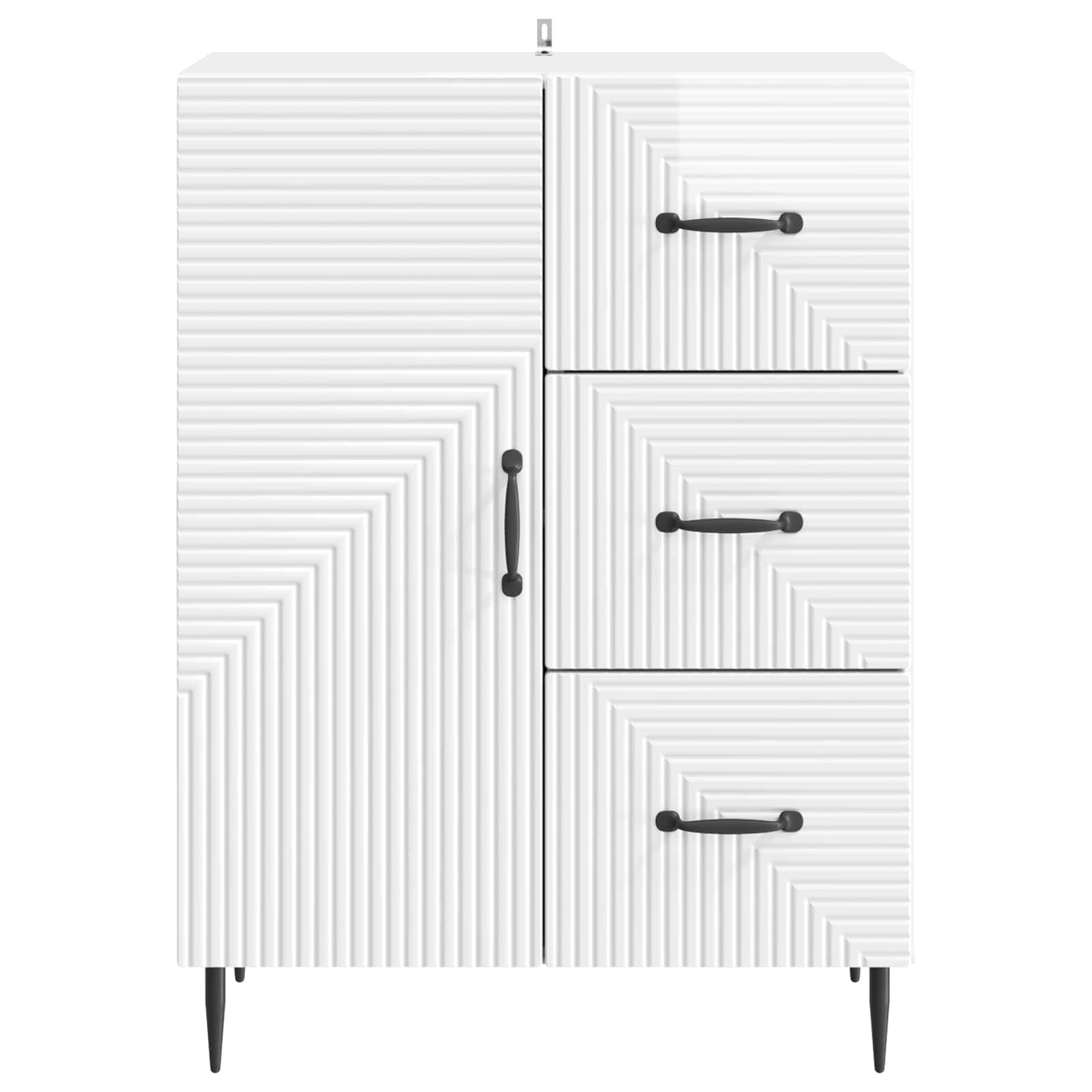 Dressoir Hoogglans Wit 66 x 34,5 x 89,5 cm Bewerkt hout is nu te koop bij PeponiXL, paradijselijk wonen!