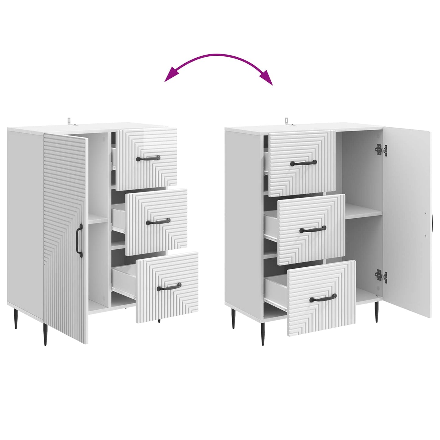 Dressoir Hoogglans Wit 66 x 34,5 x 89,5 cm Bewerkt hout is nu te koop bij PeponiXL, paradijselijk wonen!