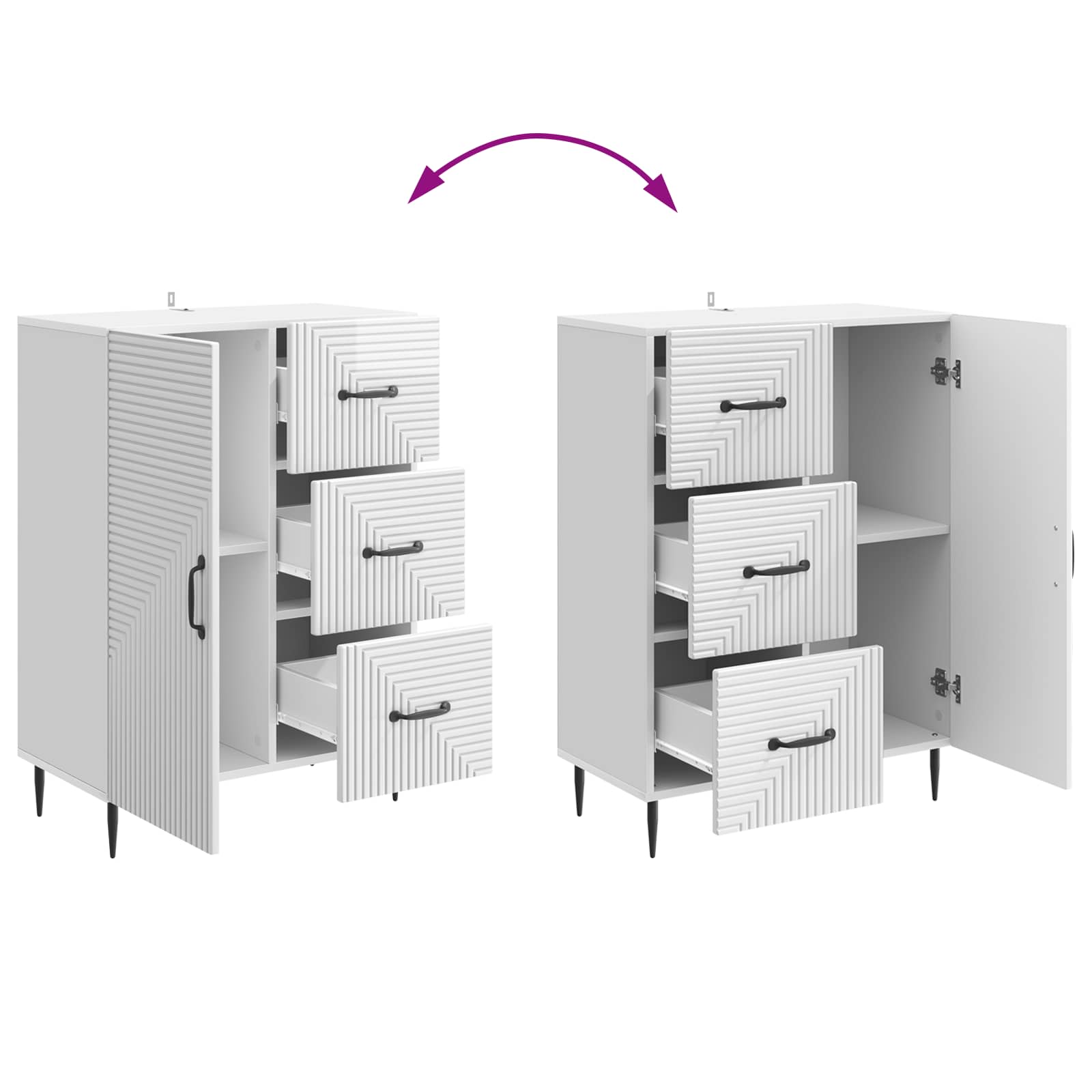 Dressoir Hoogglans Wit 66 x 34,5 x 89,5 cm Bewerkt hout is nu te koop bij PeponiXL, paradijselijk wonen!