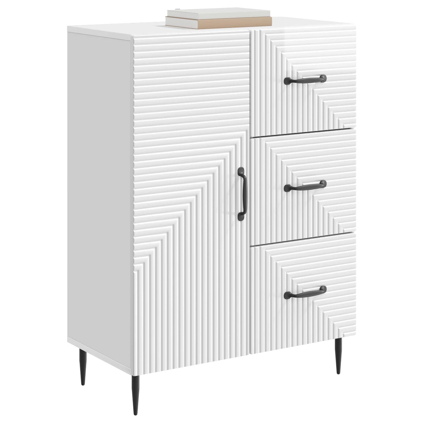 Dressoir Hoogglans Wit 66 x 34,5 x 89,5 cm Bewerkt hout is nu te koop bij PeponiXL, paradijselijk wonen!