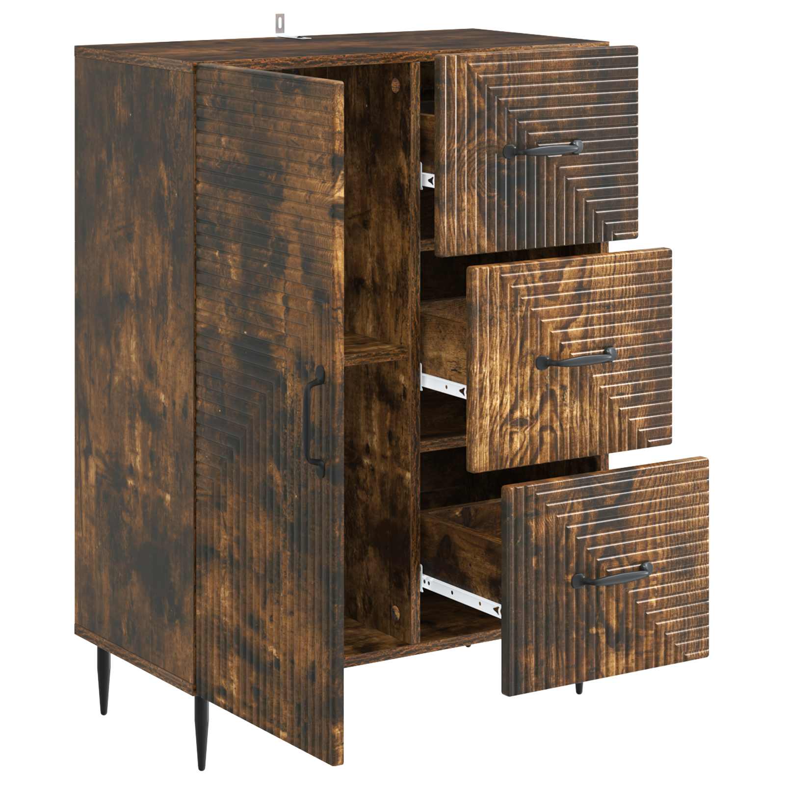 Dressoir Gerookt eiken 66 x 34,5 x 89,5 cm Bewerkt hout is nu te koop bij PeponiXL, paradijselijk wonen!