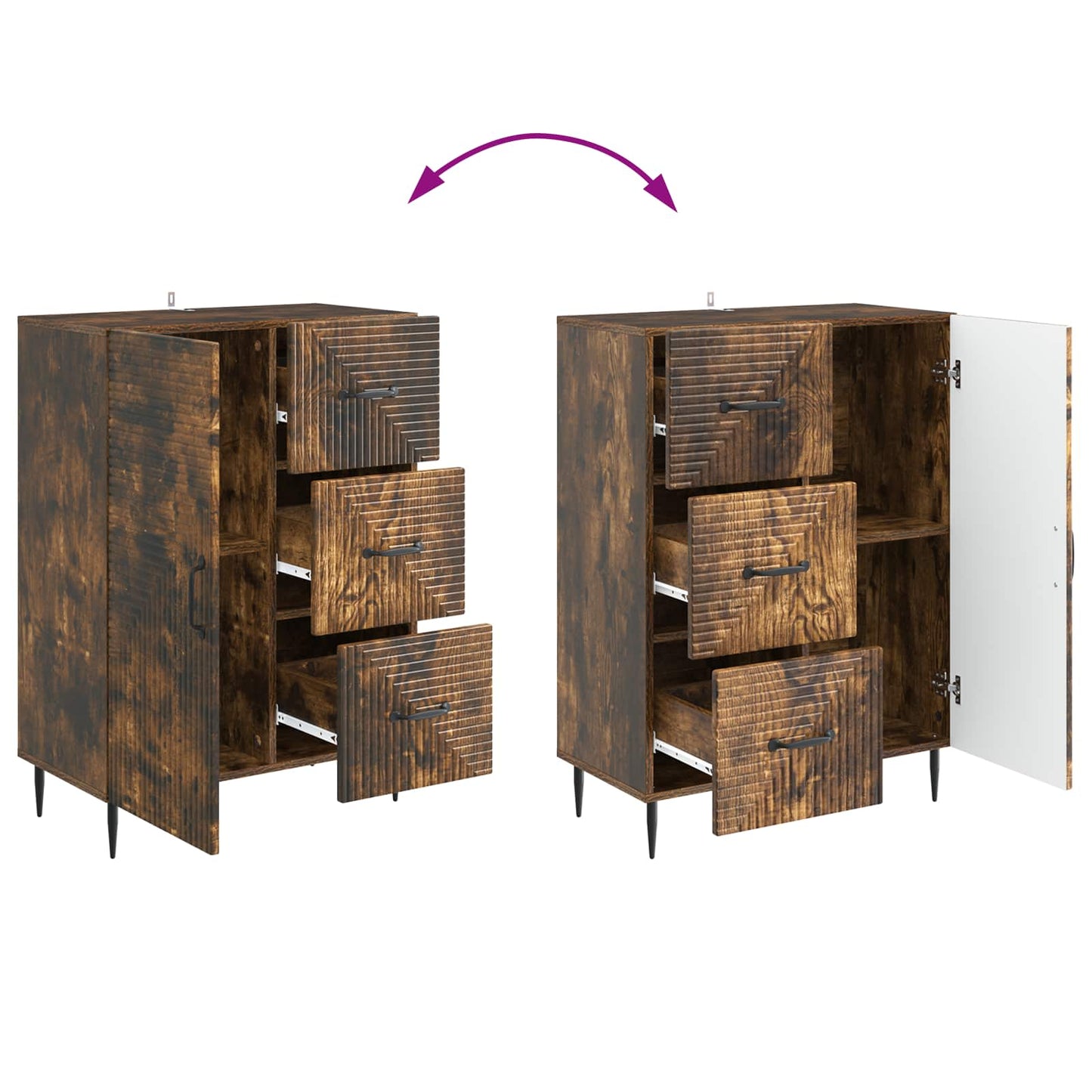 Dressoir Gerookt eiken 66 x 34,5 x 89,5 cm Bewerkt hout is nu te koop bij PeponiXL, paradijselijk wonen!