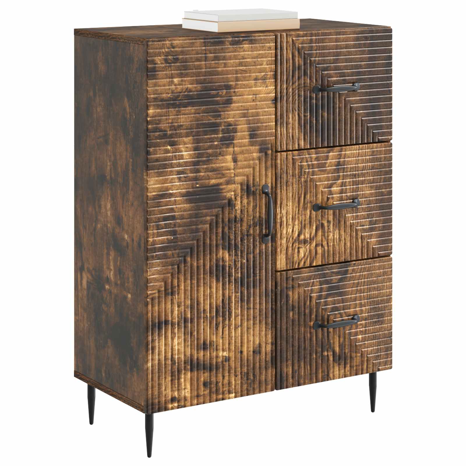 Dressoir Gerookt eiken 66 x 34,5 x 89,5 cm Bewerkt hout is nu te koop bij PeponiXL, paradijselijk wonen!