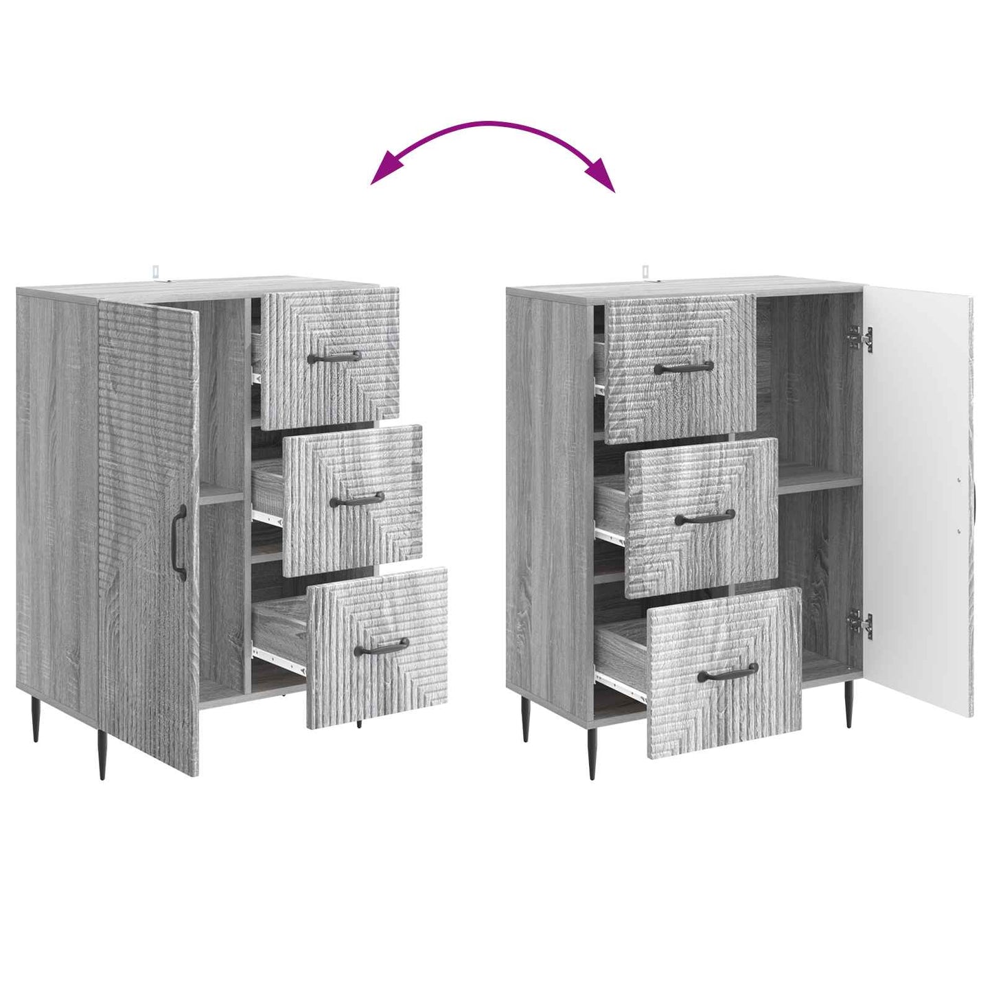 Dressoir met lade Grijs sonoma 66 x 34,5 x 89,5 cm Bewerkt hout is nu te koop bij PeponiXL, paradijselijk wonen!