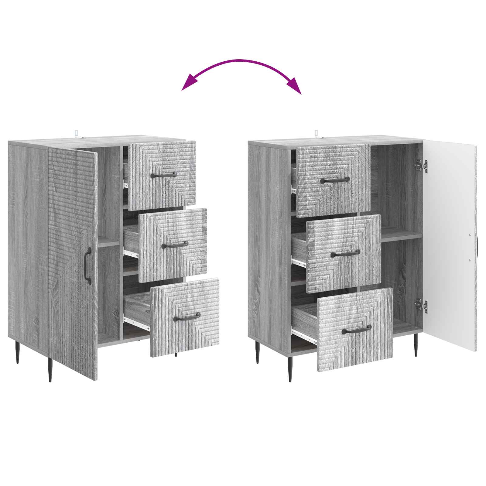 Dressoir met lade Grijs sonoma 66 x 34,5 x 89,5 cm Bewerkt hout is nu te koop bij PeponiXL, paradijselijk wonen!