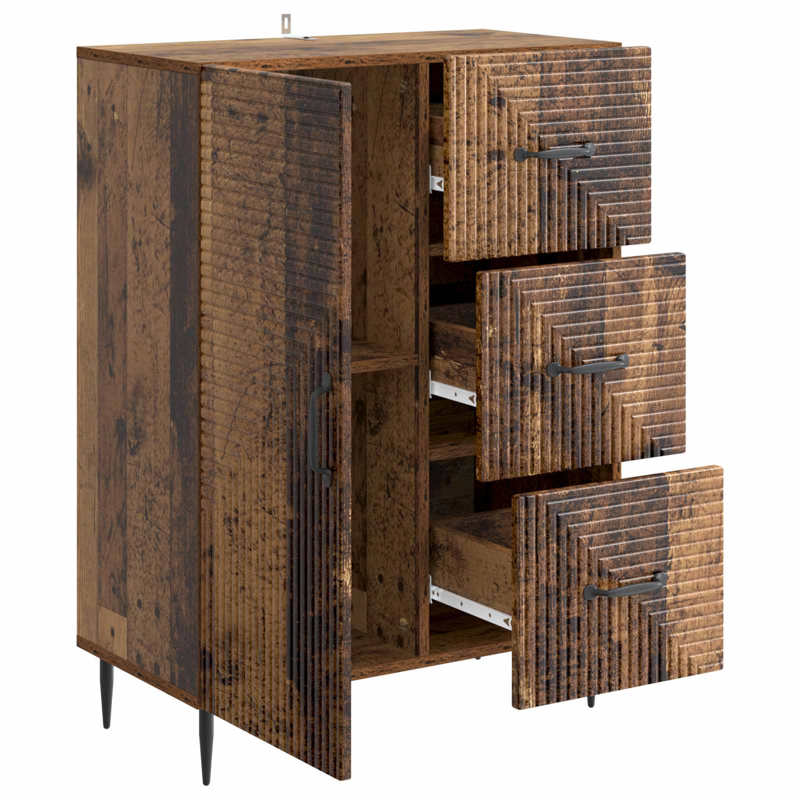 Dressoir met lade Oud hout 66 x 34,5 x 89,5 cm Bewerkt hout is nu te koop bij PeponiXL, paradijselijk wonen!