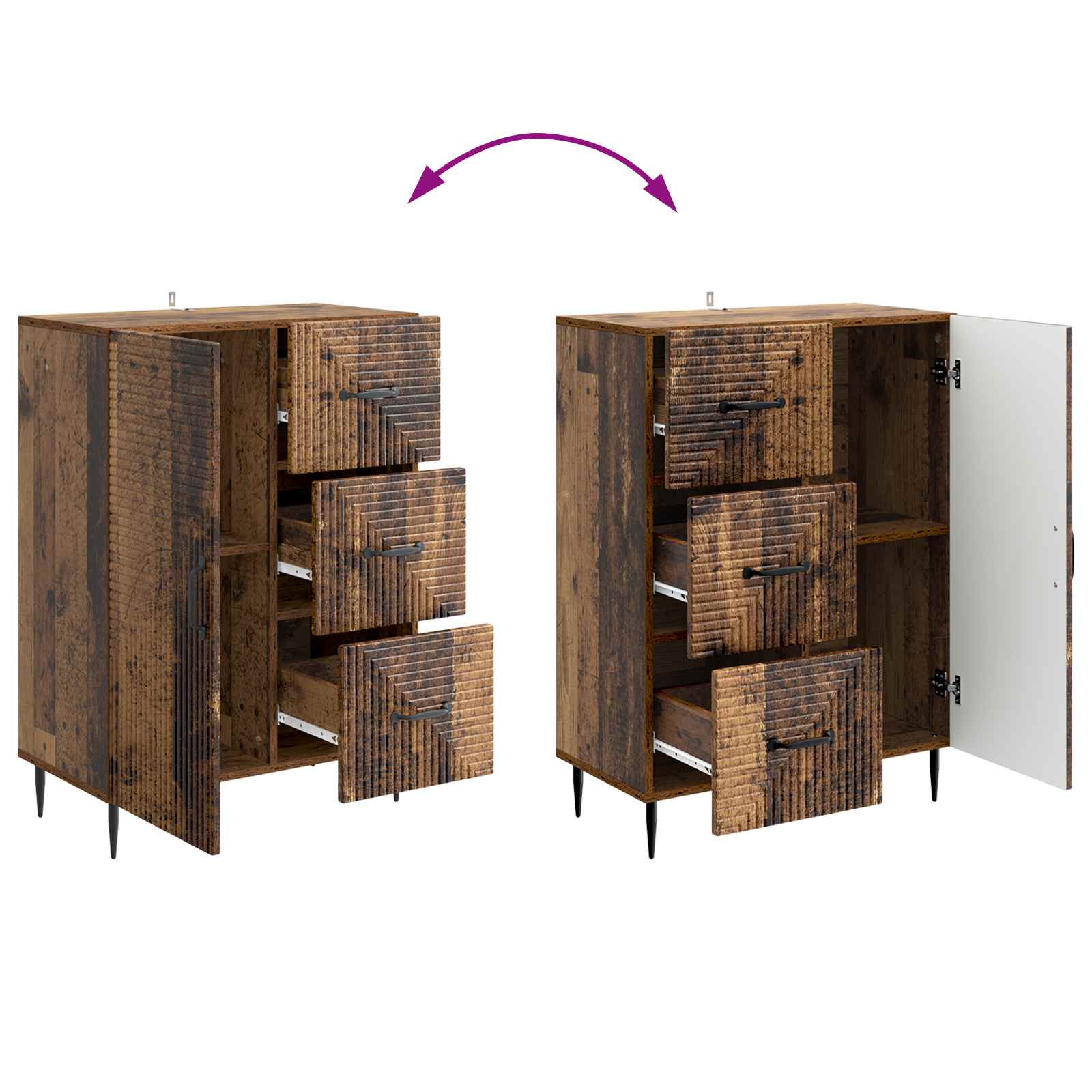 Dressoir met lade Oud hout 66 x 34,5 x 89,5 cm Bewerkt hout is nu te koop bij PeponiXL, paradijselijk wonen!