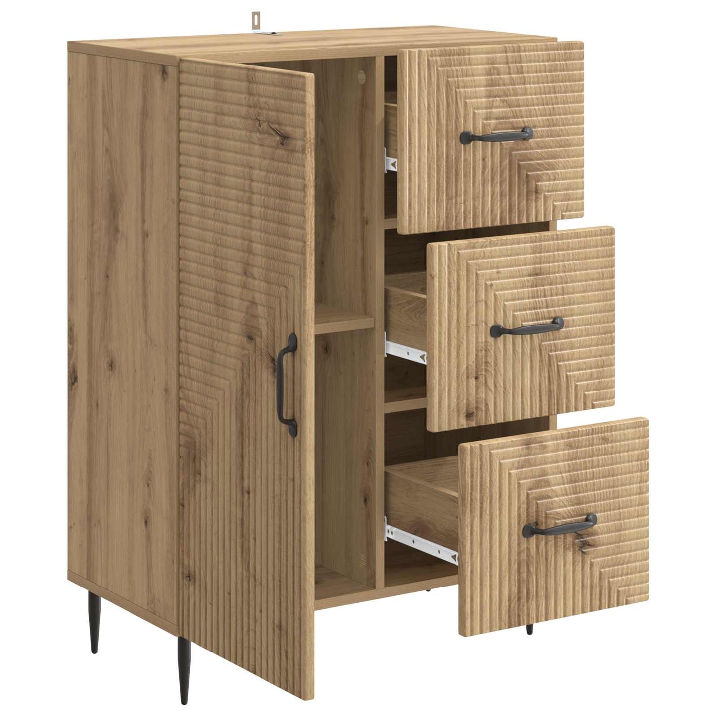 Dressoir Artisanaal eiken 66 x 34,5 x 89,5 cm Bewerkt hout is nu te koop bij PeponiXL, paradijselijk wonen!