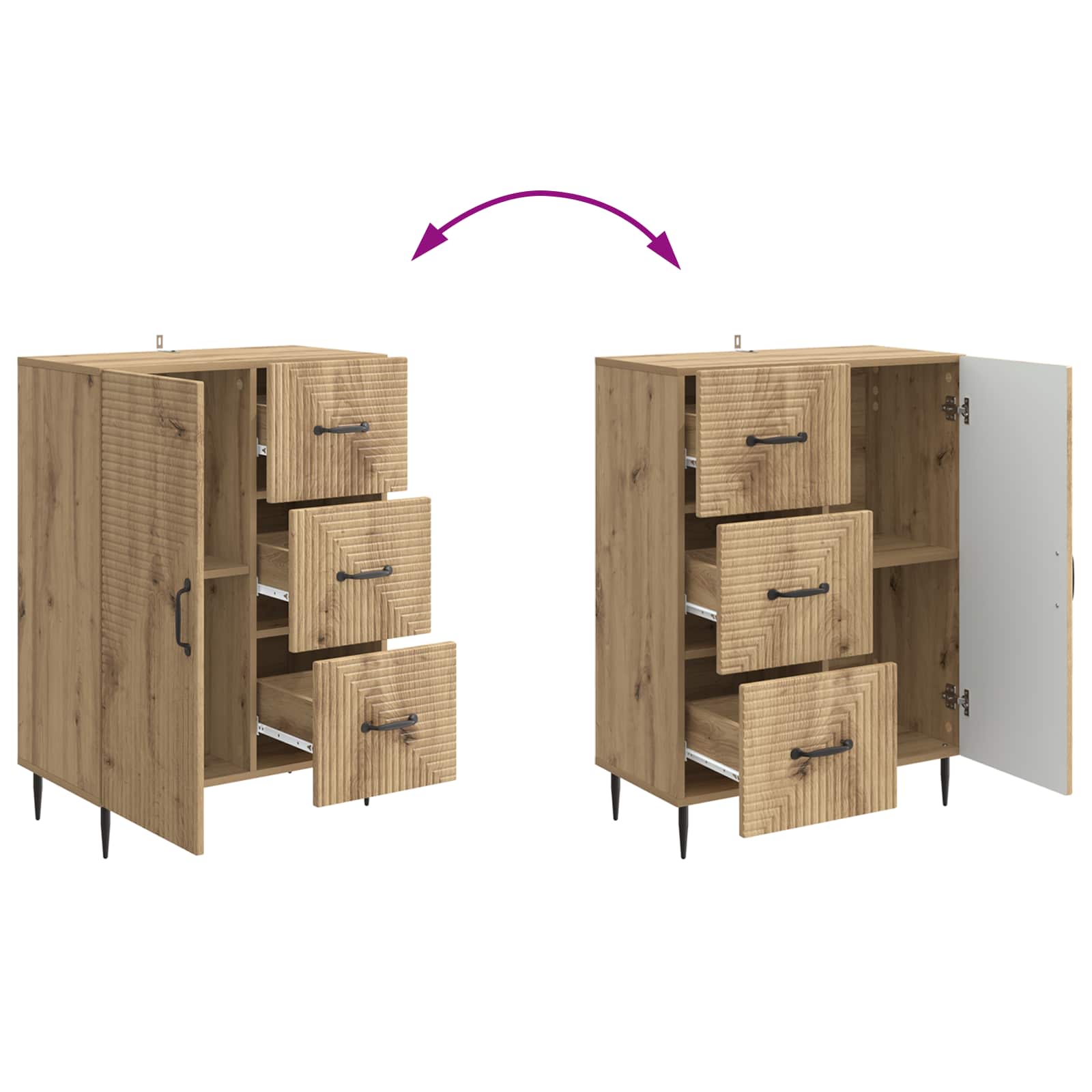 Dressoir Artisanaal eiken 66 x 34,5 x 89,5 cm Bewerkt hout is nu te koop bij PeponiXL, paradijselijk wonen!