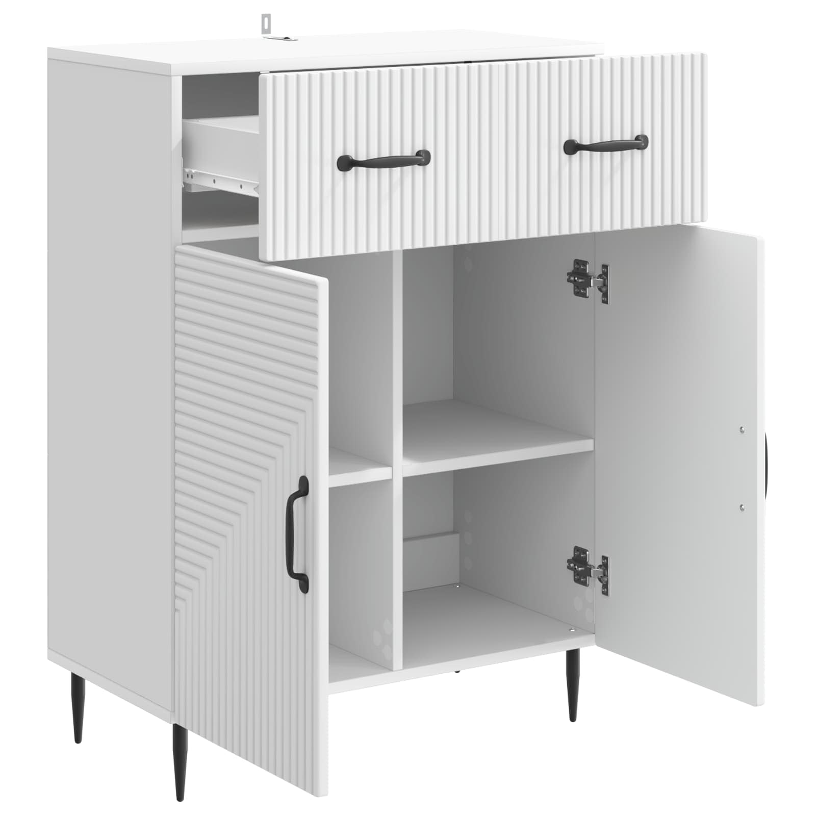 Dressoir Wit 66 x 34,5 x 89,5 cm Bewerkt hout is nu te koop bij PeponiXL, paradijselijk wonen!