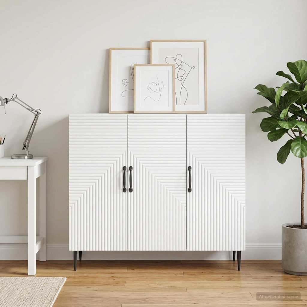 Dressoir Wit 89 x 34,5 x 80 cm Bewerkt hout is nu te koop bij PeponiXL, paradijselijk wonen!