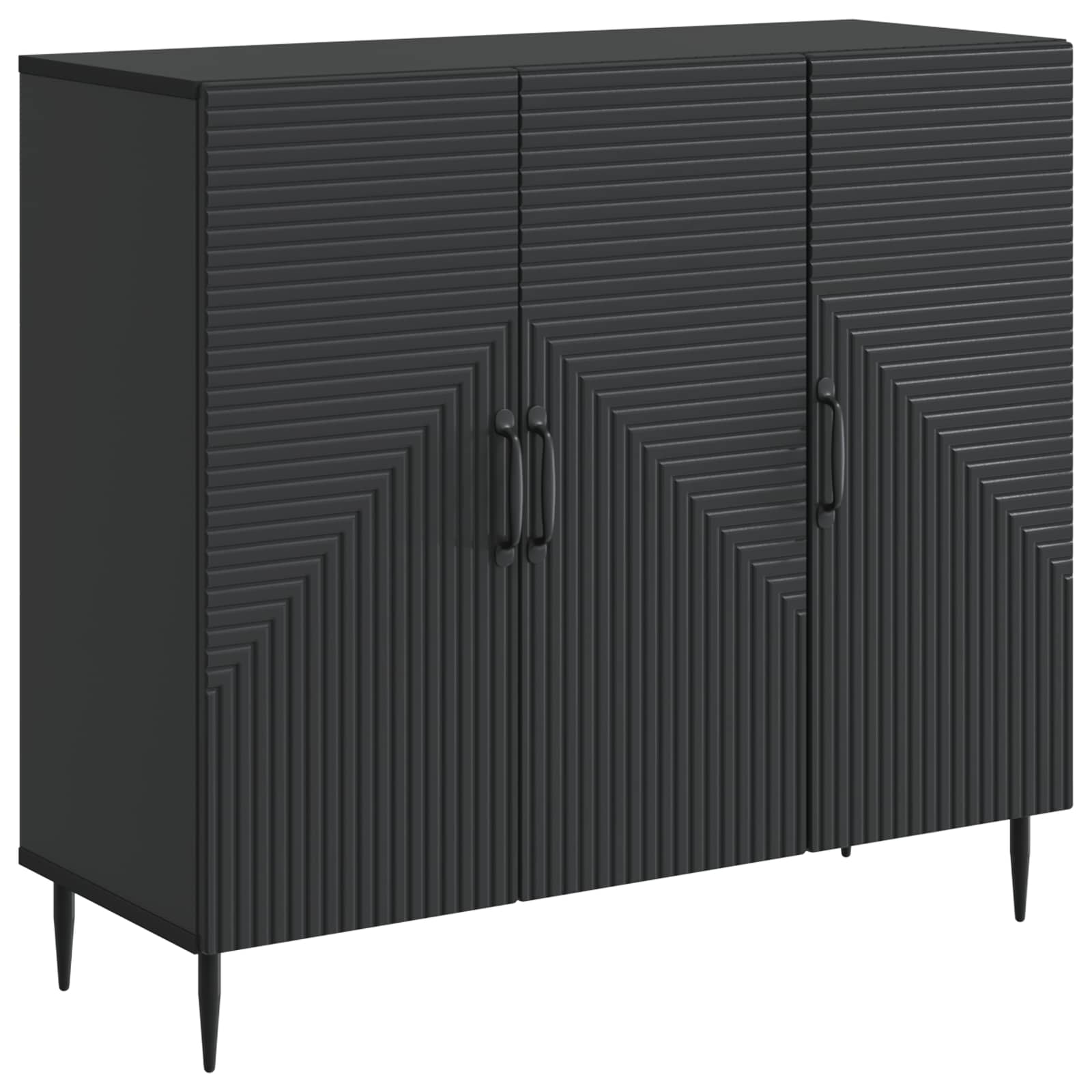 Dressoir Zwart 89 x 34,5 x 80 cm Bewerkt hout is nu te koop bij PeponiXL, paradijselijk wonen!