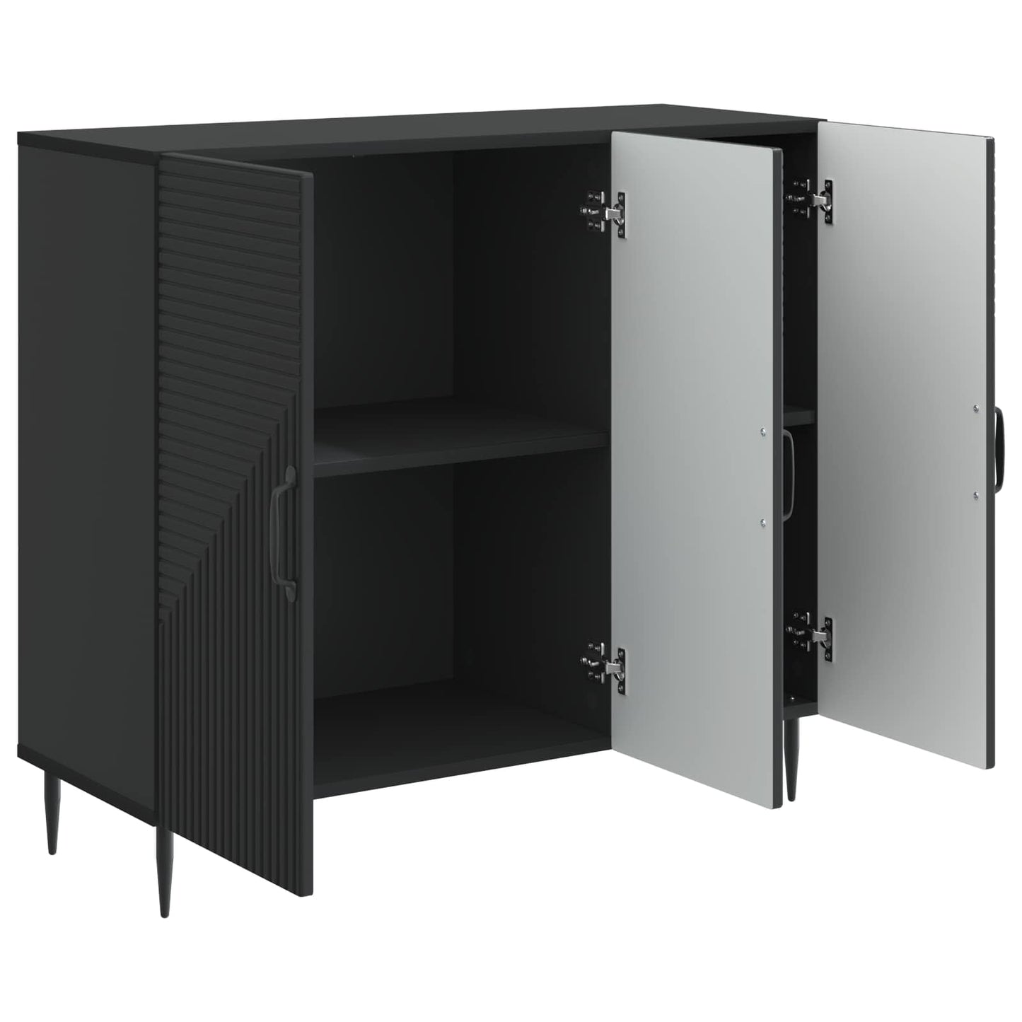 Dressoir Zwart 89 x 34,5 x 80 cm Bewerkt hout is nu te koop bij PeponiXL, paradijselijk wonen!
