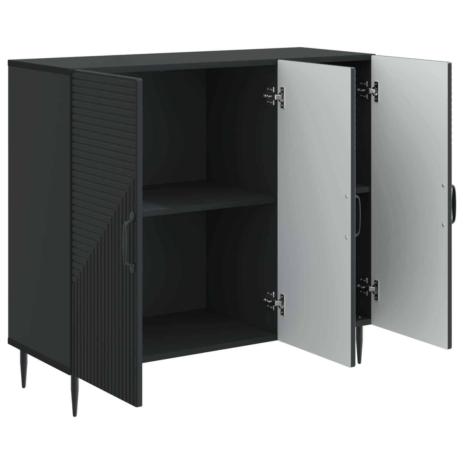 Dressoir Zwart 89 x 34,5 x 80 cm Bewerkt hout is nu te koop bij PeponiXL, paradijselijk wonen!