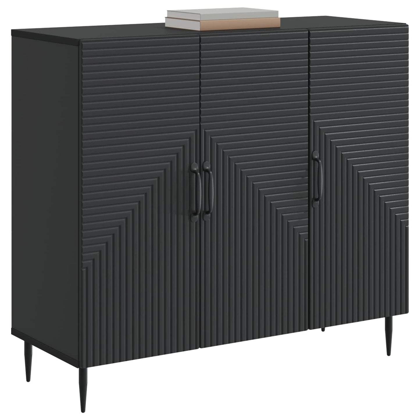 Dressoir Zwart 89 x 34,5 x 80 cm Bewerkt hout is nu te koop bij PeponiXL, paradijselijk wonen!