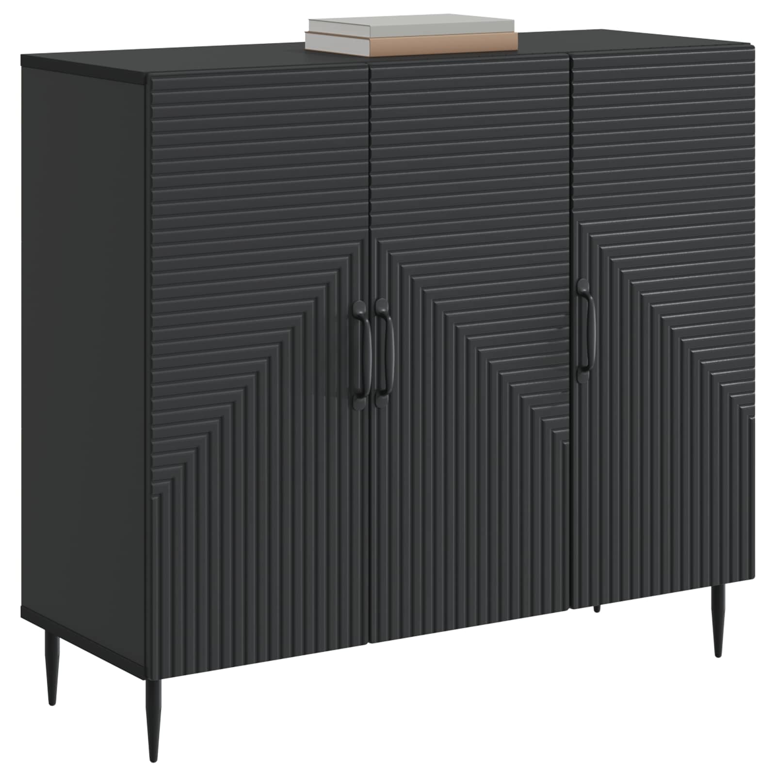 Dressoir Zwart 89 x 34,5 x 80 cm Bewerkt hout is nu te koop bij PeponiXL, paradijselijk wonen!