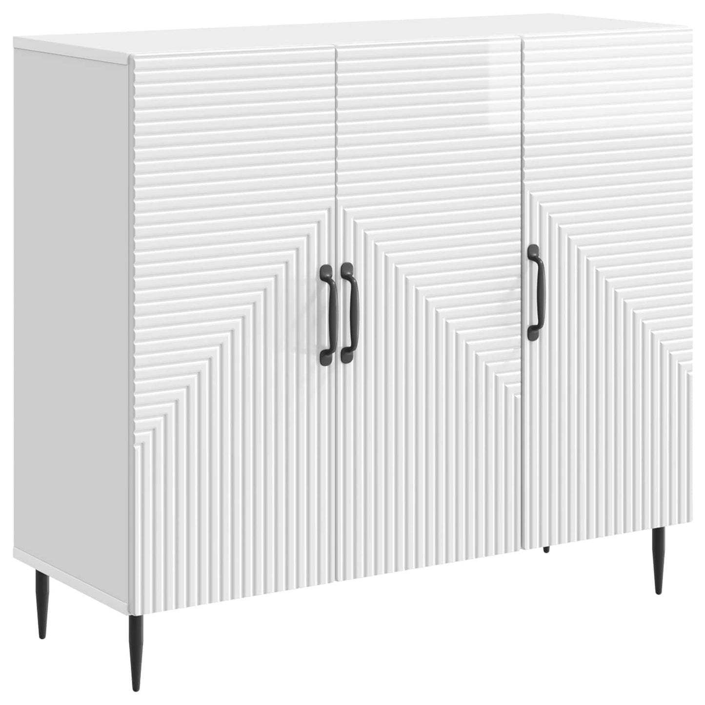 Dressoir Hoogglans Wit 89 x 34,5 x 80 cm Bewerkt hout is nu te koop bij PeponiXL, paradijselijk wonen!
