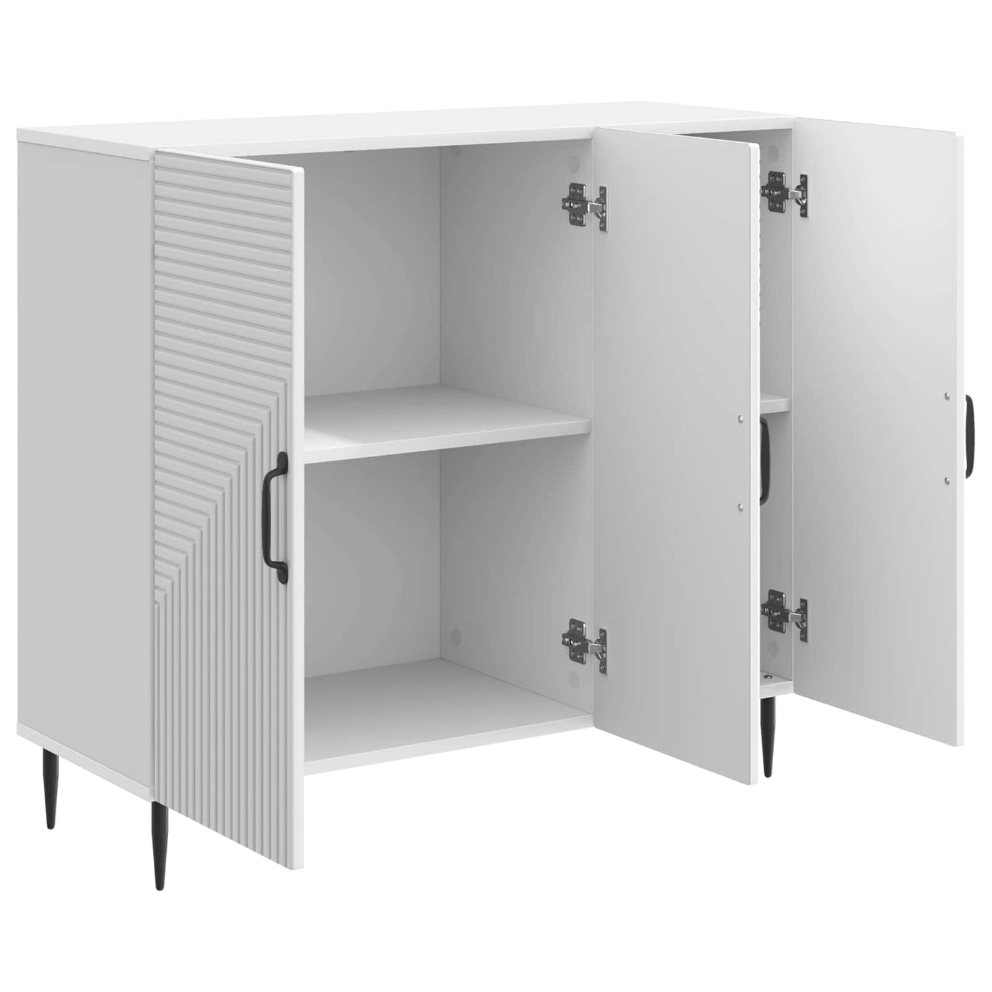 Dressoir Hoogglans Wit 89 x 34,5 x 80 cm Bewerkt hout is nu te koop bij PeponiXL, paradijselijk wonen!