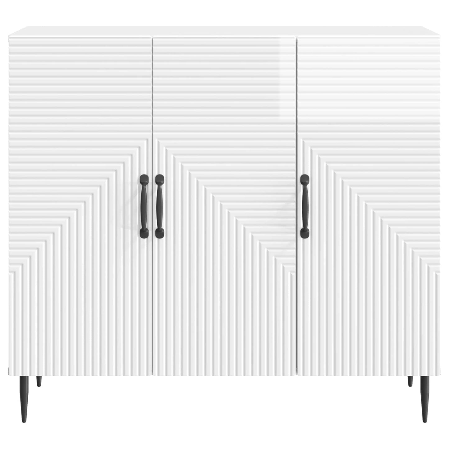 Dressoir Hoogglans Wit 89 x 34,5 x 80 cm Bewerkt hout is nu te koop bij PeponiXL, paradijselijk wonen!
