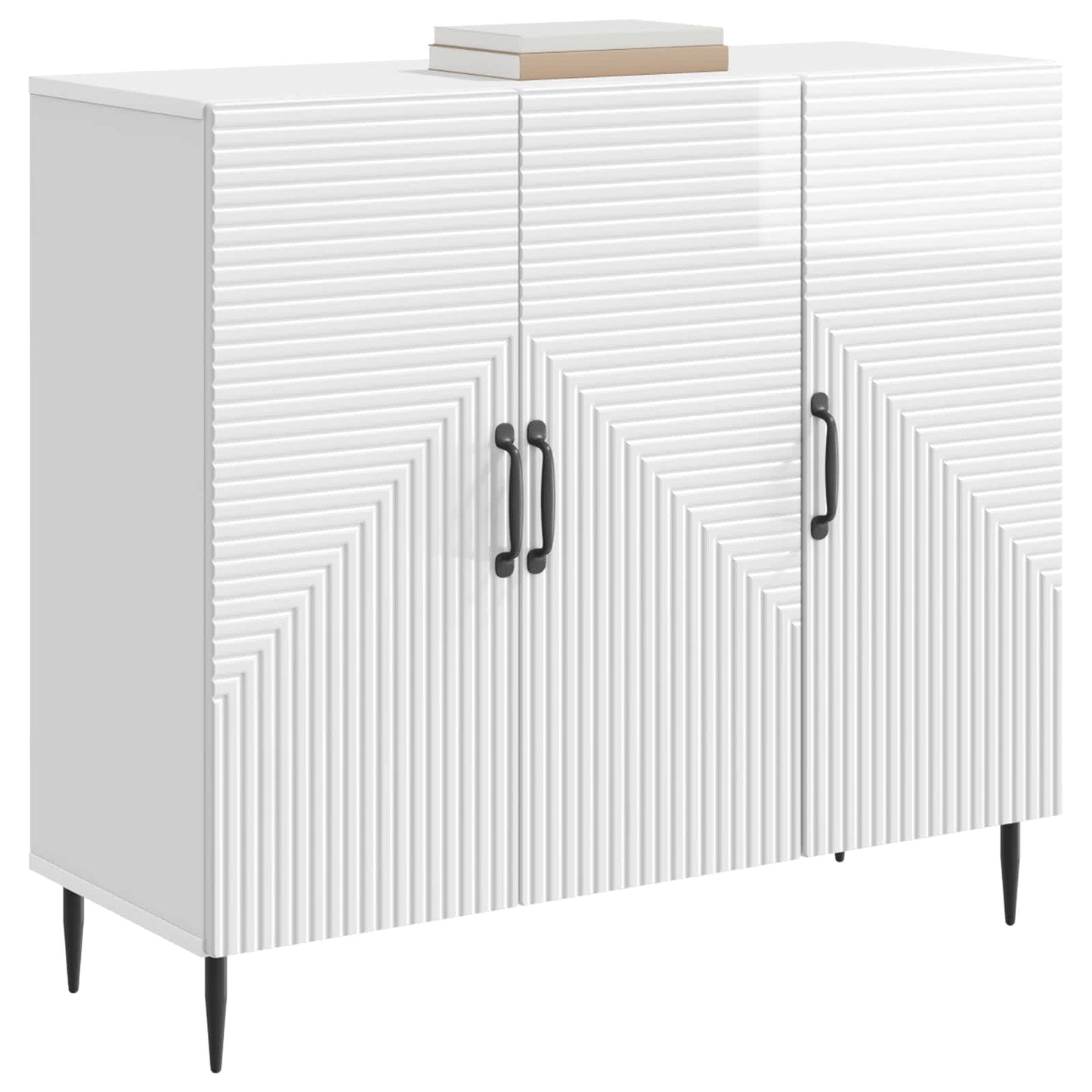 Dressoir Hoogglans Wit 89 x 34,5 x 80 cm Bewerkt hout is nu te koop bij PeponiXL, paradijselijk wonen!