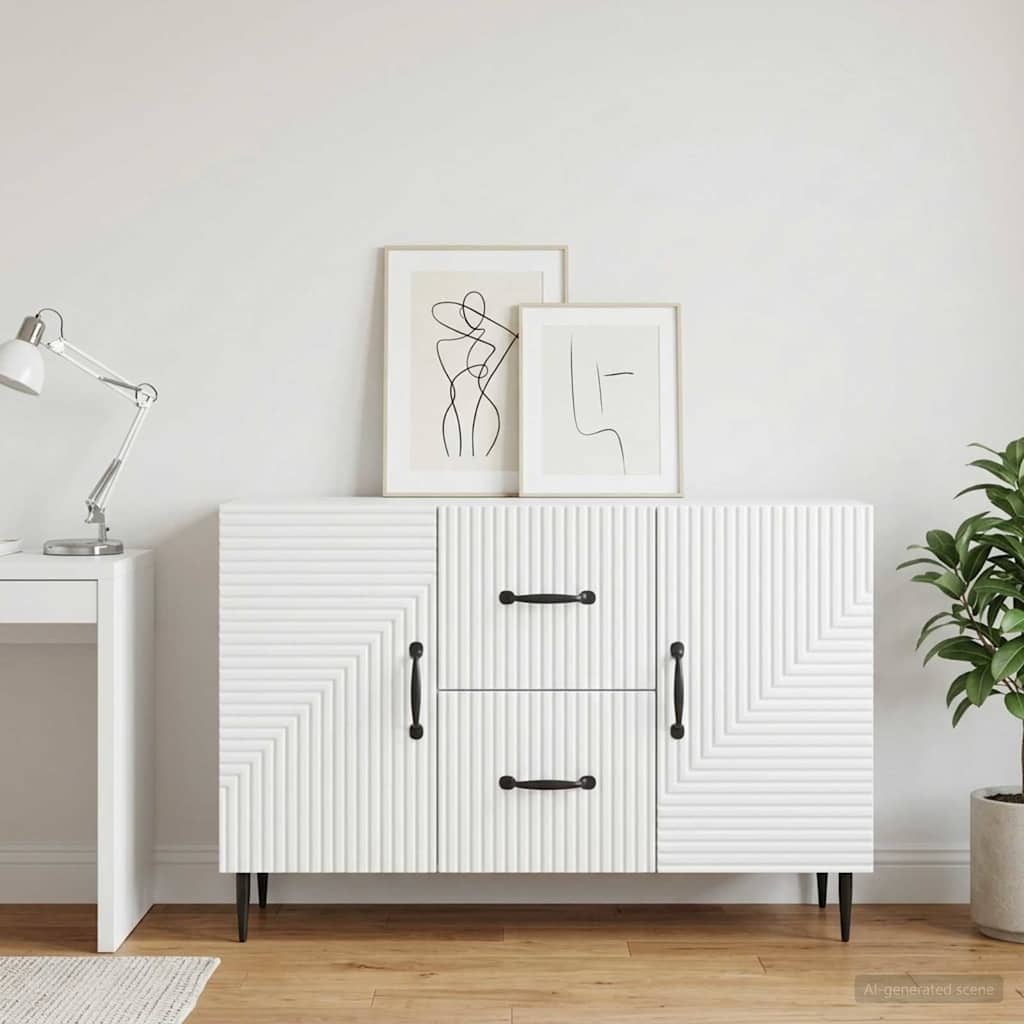 Dressoir Wit 89 x 34,5 x 60 cm Bewerkt hout is nu te koop bij PeponiXL, paradijselijk wonen!