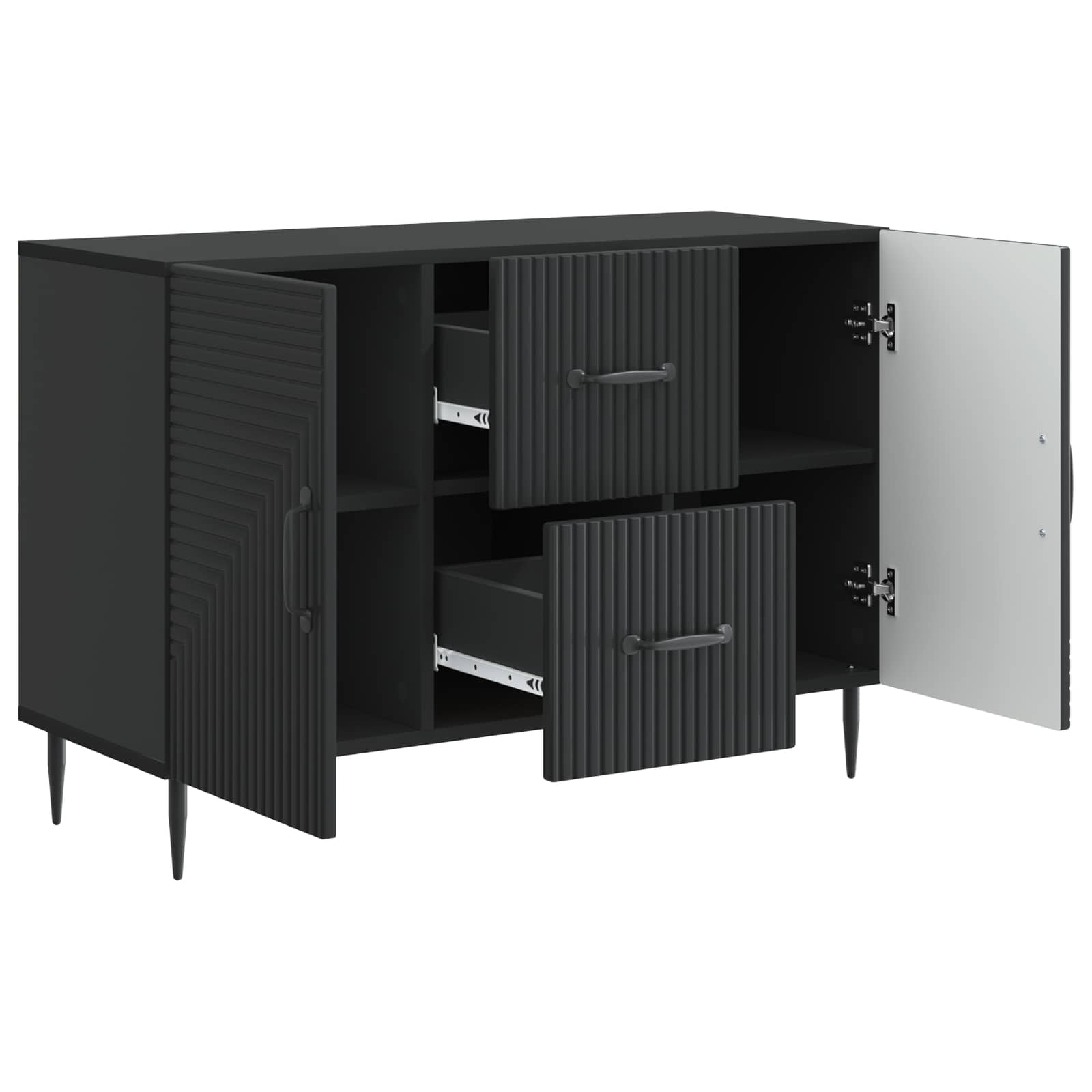 Dressoir met lade Zwart 89 x 34,5 x 60 cm Bewerkt hout is nu te koop bij PeponiXL, paradijselijk wonen!