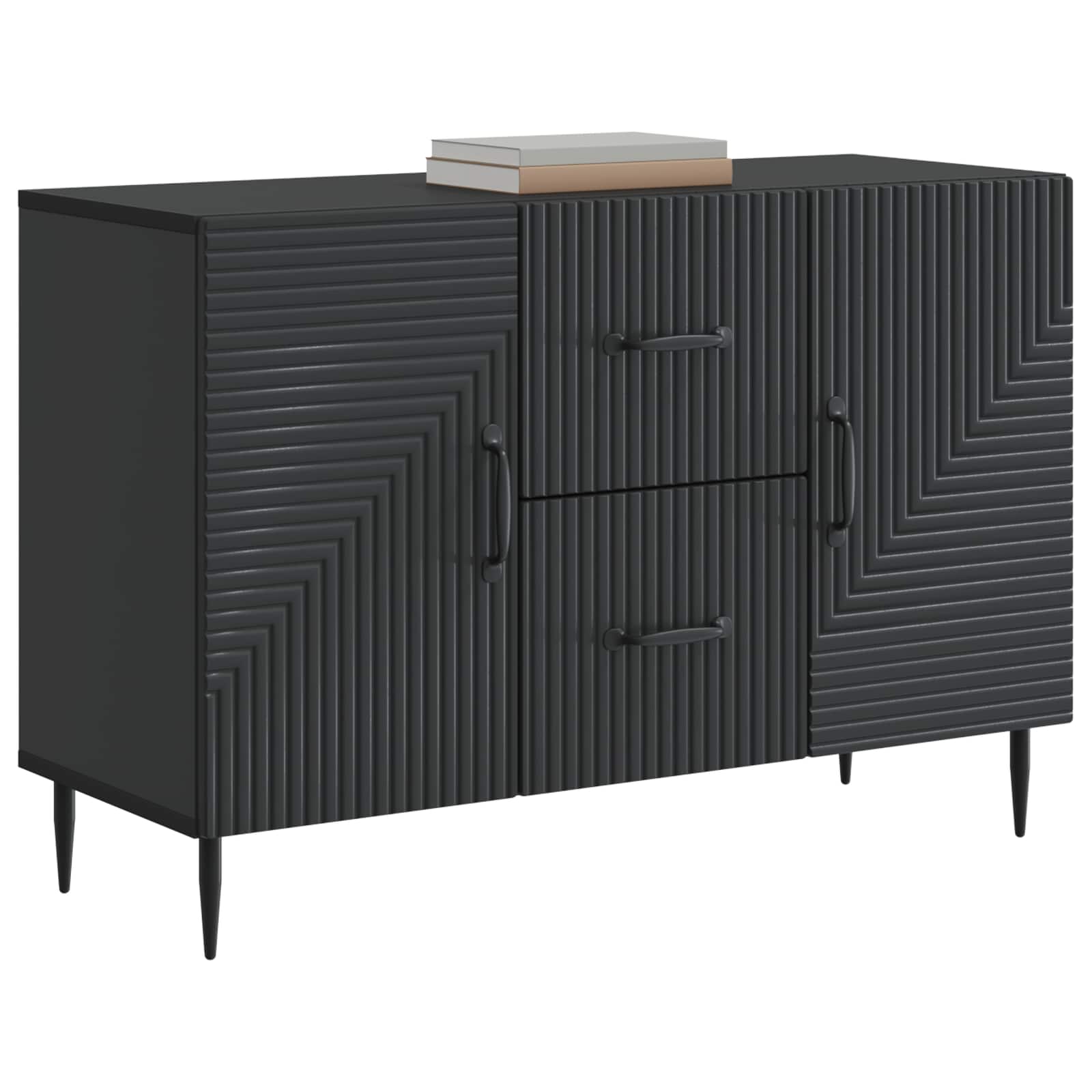 Dressoir met lade Zwart 89 x 34,5 x 60 cm Bewerkt hout is nu te koop bij PeponiXL, paradijselijk wonen!