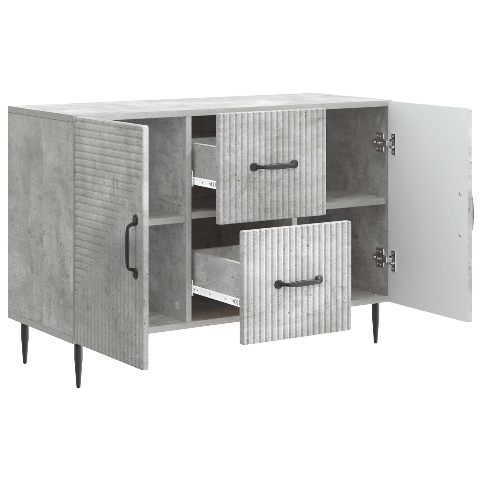 Dressoir met lade Betongrijs 89 x 34,5 x 60 cm Bewerkt hout is nu te koop bij PeponiXL, paradijselijk wonen!