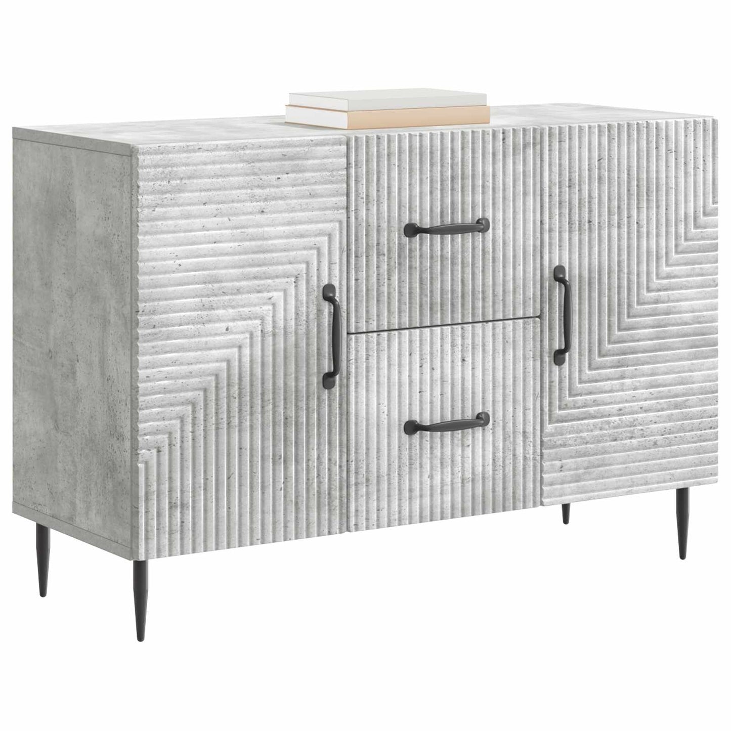 Dressoir met lade Betongrijs 89 x 34,5 x 60 cm Bewerkt hout is nu te koop bij PeponiXL, paradijselijk wonen!