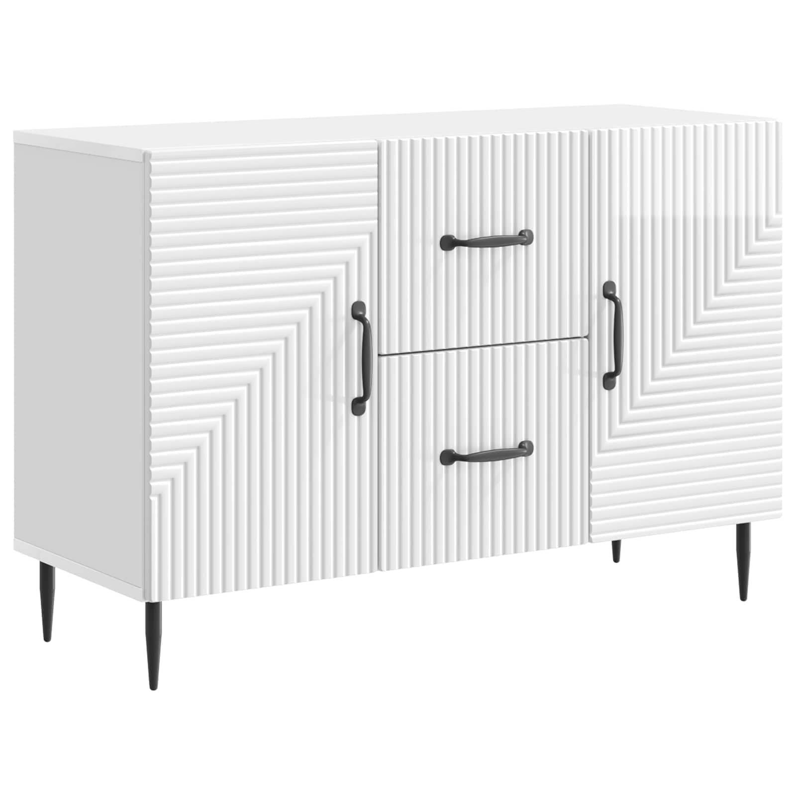 Dressoir met lade Hoogglans Wit 89 x 34,5 x 60 cm Bewerkt hout is nu te koop bij PeponiXL, paradijselijk wonen!