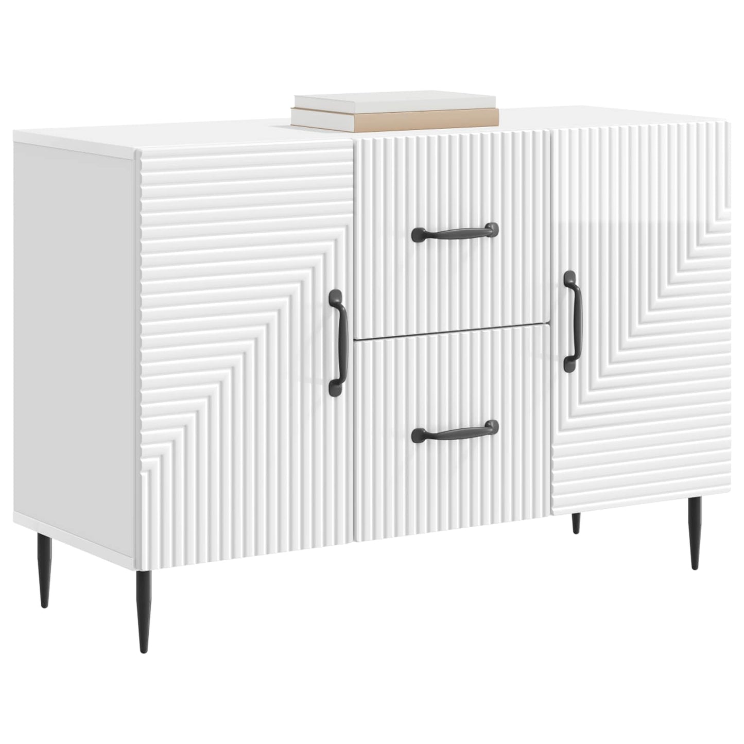 Dressoir met lade Hoogglans Wit 89 x 34,5 x 60 cm Bewerkt hout is nu te koop bij PeponiXL, paradijselijk wonen!