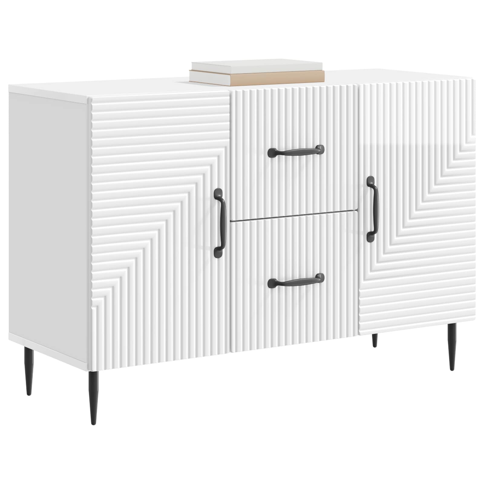 Dressoir met lade Hoogglans Wit 89 x 34,5 x 60 cm Bewerkt hout is nu te koop bij PeponiXL, paradijselijk wonen!