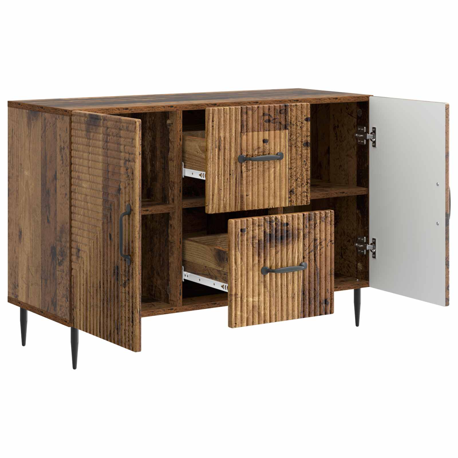 Dressoir met lade Oud hout 89 x 34,5 x 60 cm Bewerkt hout is nu te koop bij PeponiXL, paradijselijk wonen!