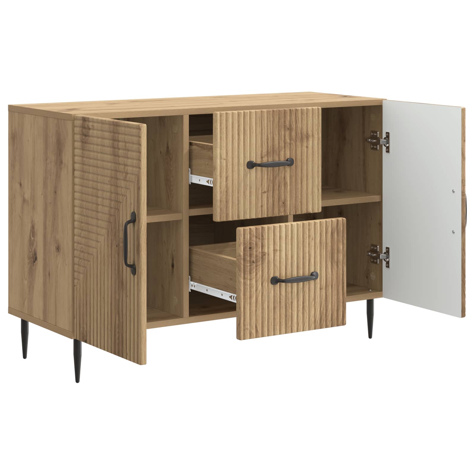 Dressoir Artisanaal eiken 89 x 34,5 x 60 cm Bewerkt hout is nu te koop bij PeponiXL, paradijselijk wonen!
