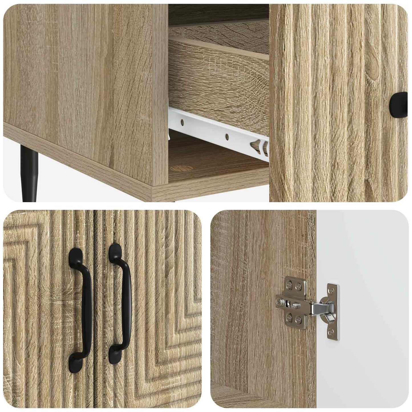 Dressoir met lade Sonoma Eiken 66 x 34,5 x 95 cm Bewerkt hout is nu te koop bij PeponiXL, paradijselijk wonen!