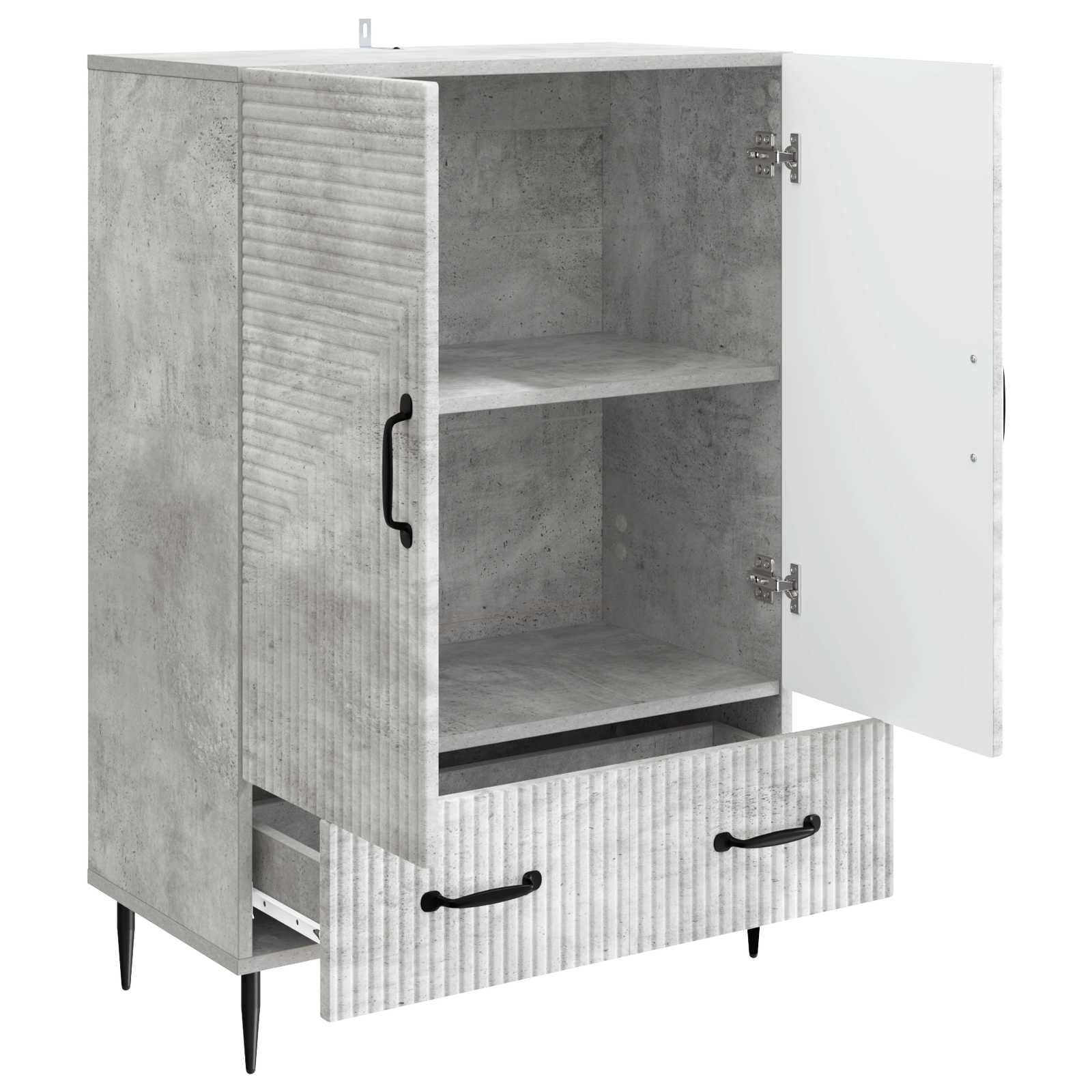 Dressoir met lade Betongrijs 66 x 34,5 x 95 cm Bewerkt hout is nu te koop bij PeponiXL, paradijselijk wonen!