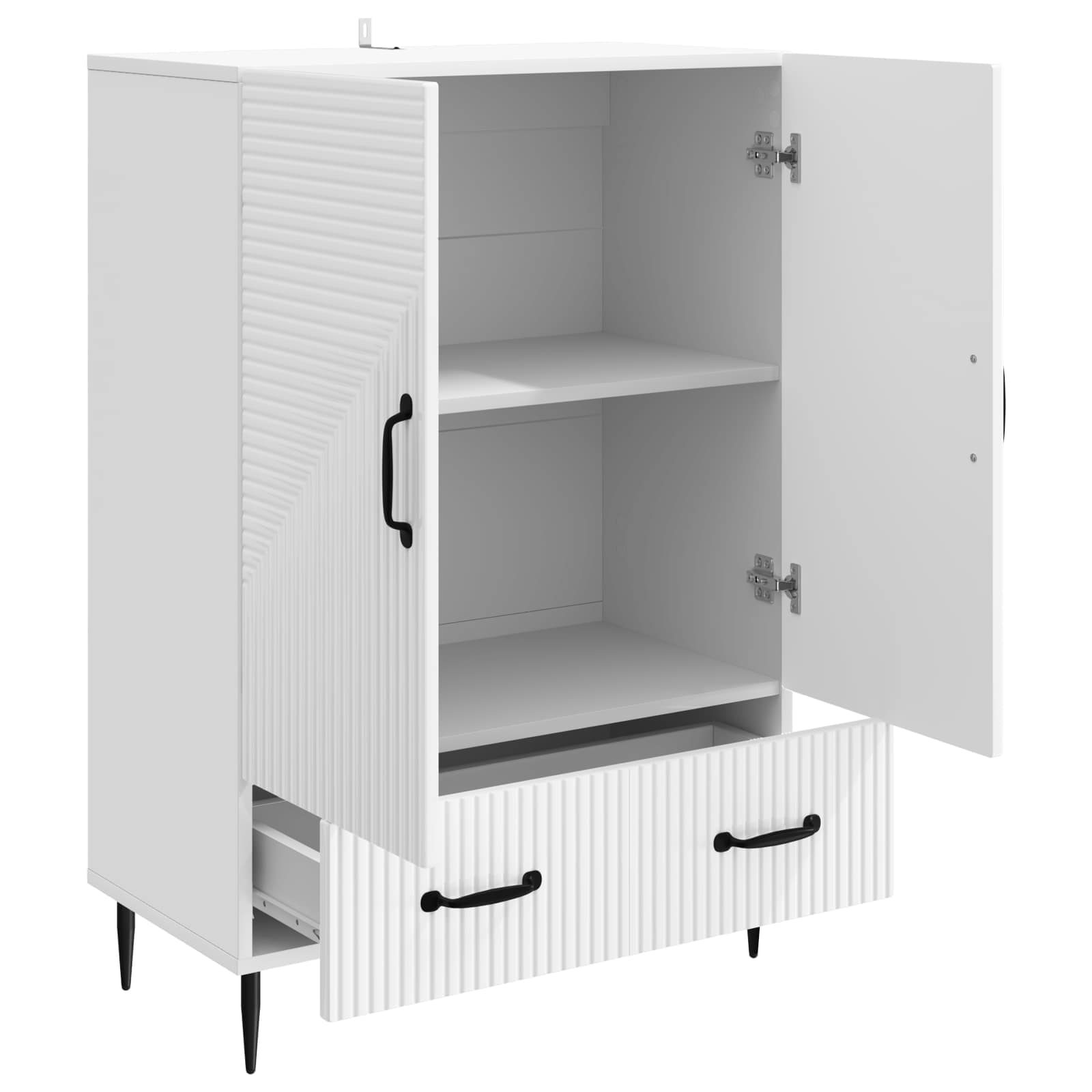 Dressoir met lade Hoogglans Wit 66 x 34,5 x 95 cm Bewerkt hout is nu te koop bij PeponiXL, paradijselijk wonen!